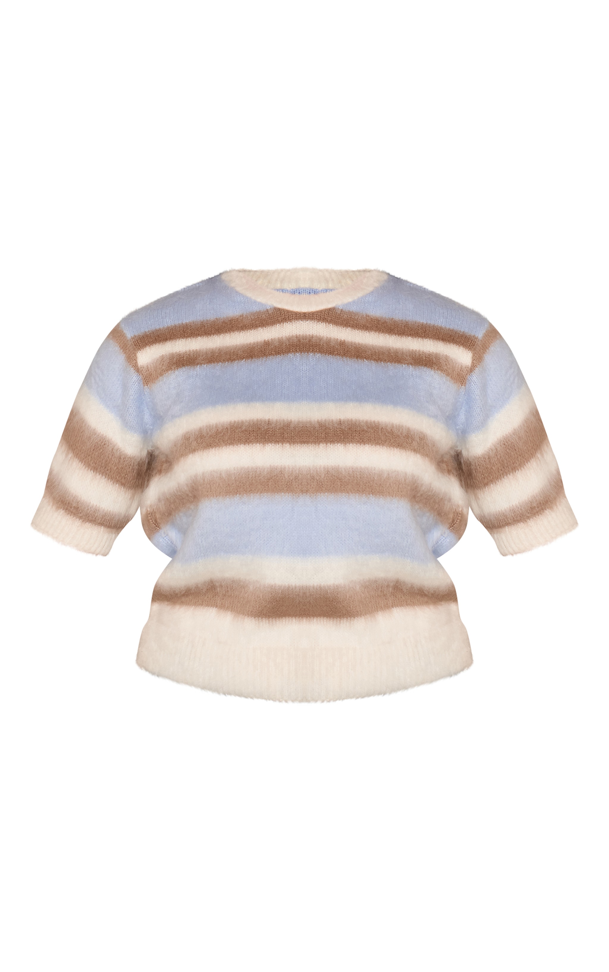  Plus Soft Grey Brushed Striped T-Shirt image 5