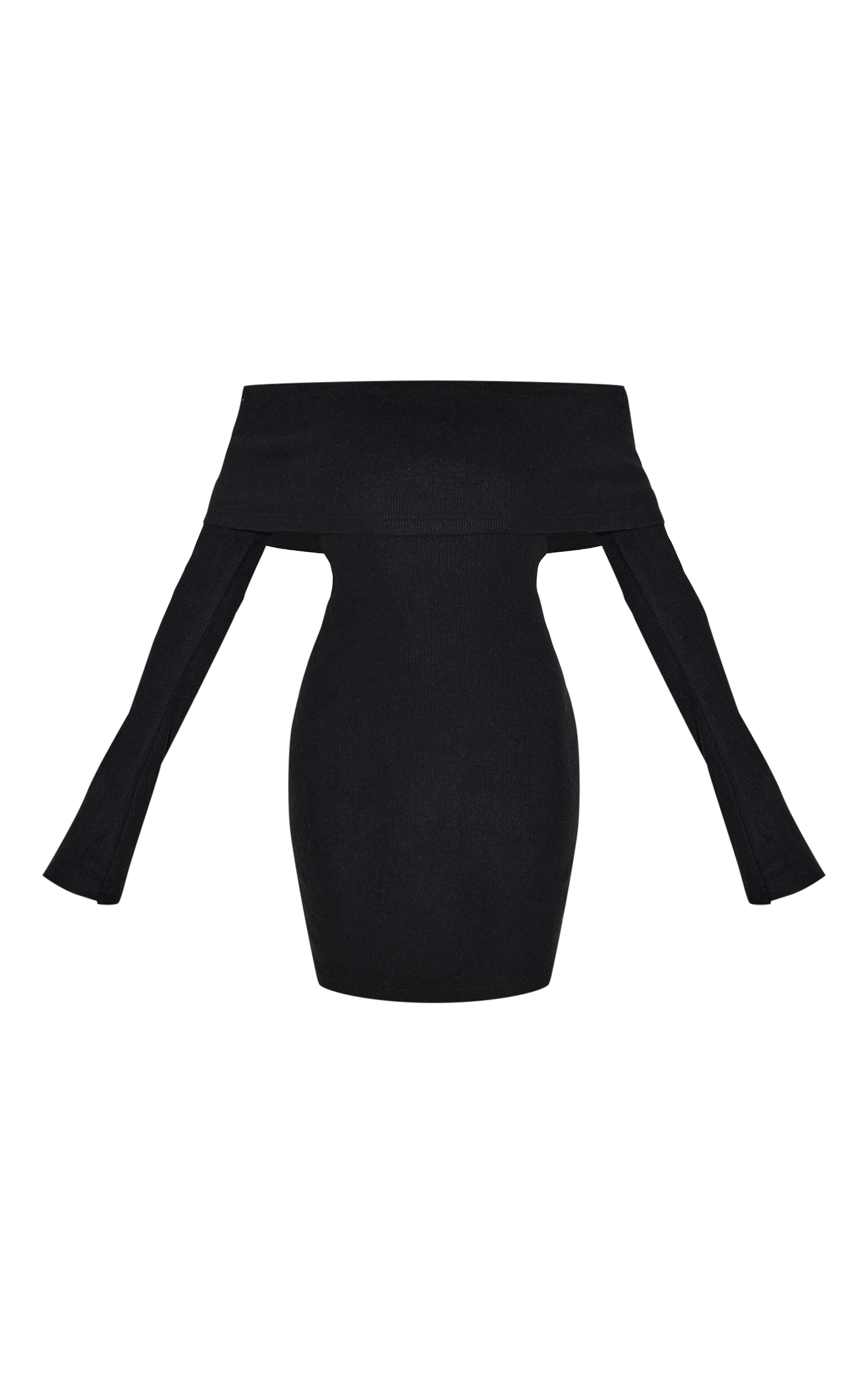 Black Fold Over Bardot Mini Dress image 5