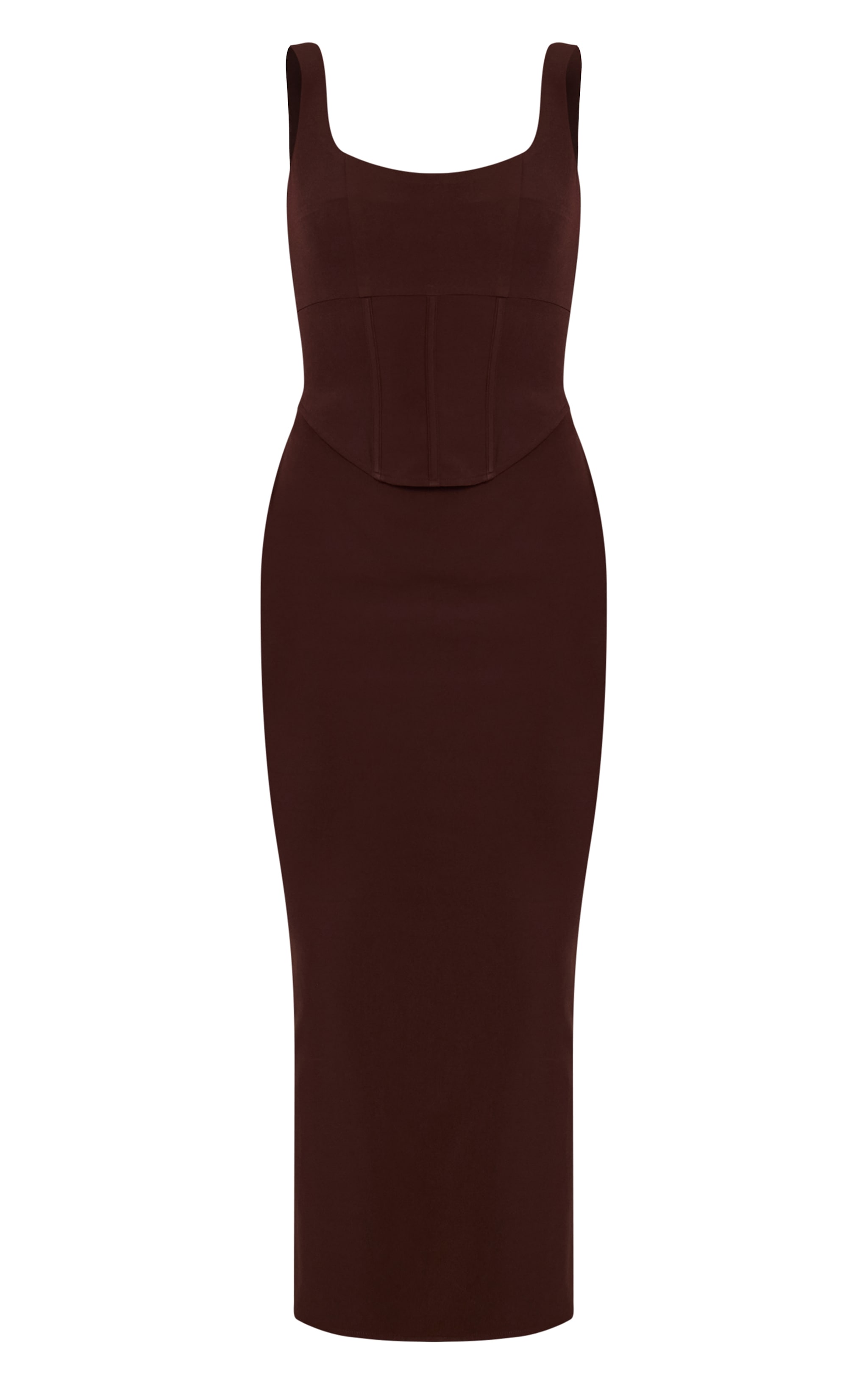 Chocolate Woven Corset Detail Maxi Dress image 5