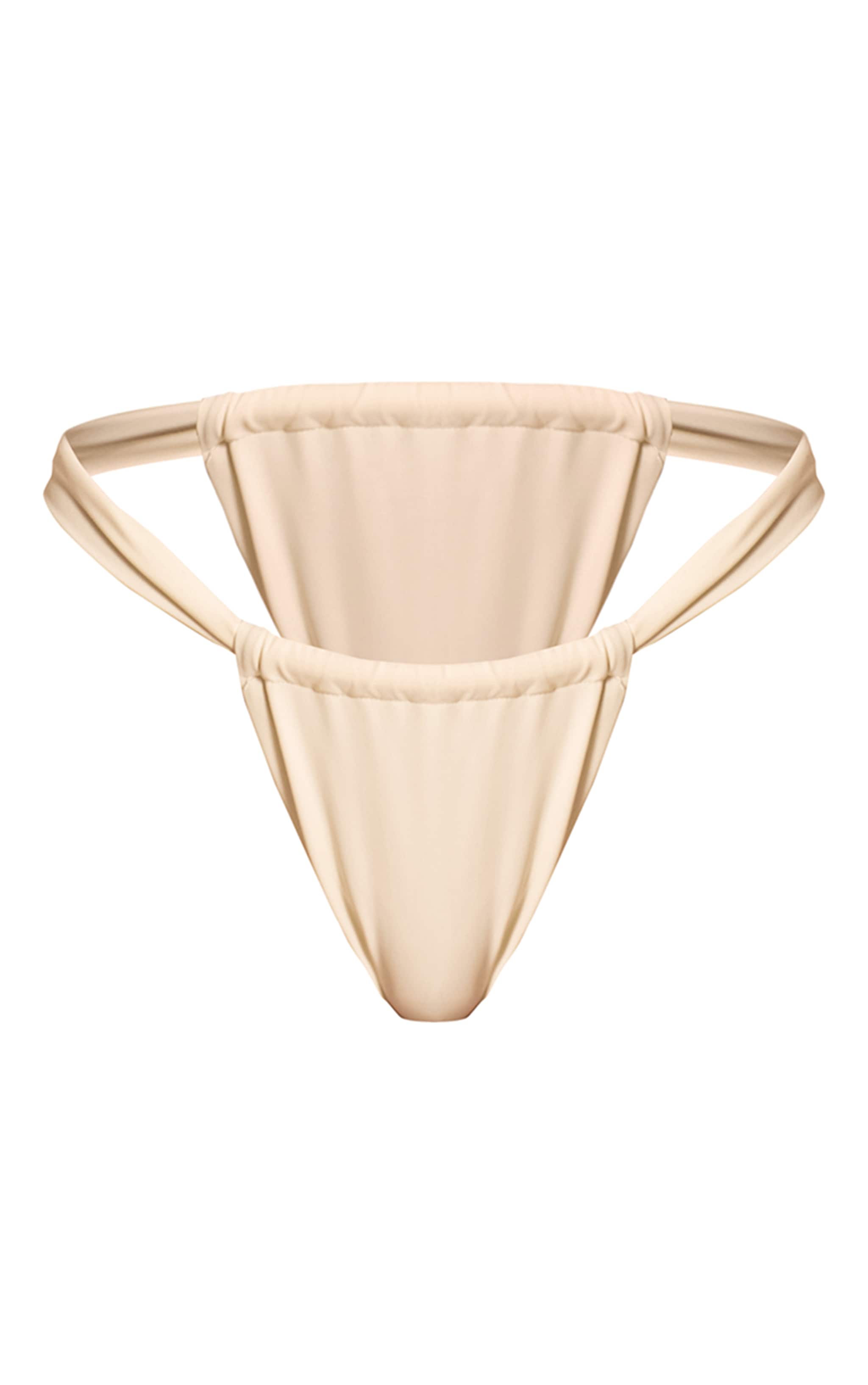 Cream Thick Strap Ruched Bikini Bottoms image 5