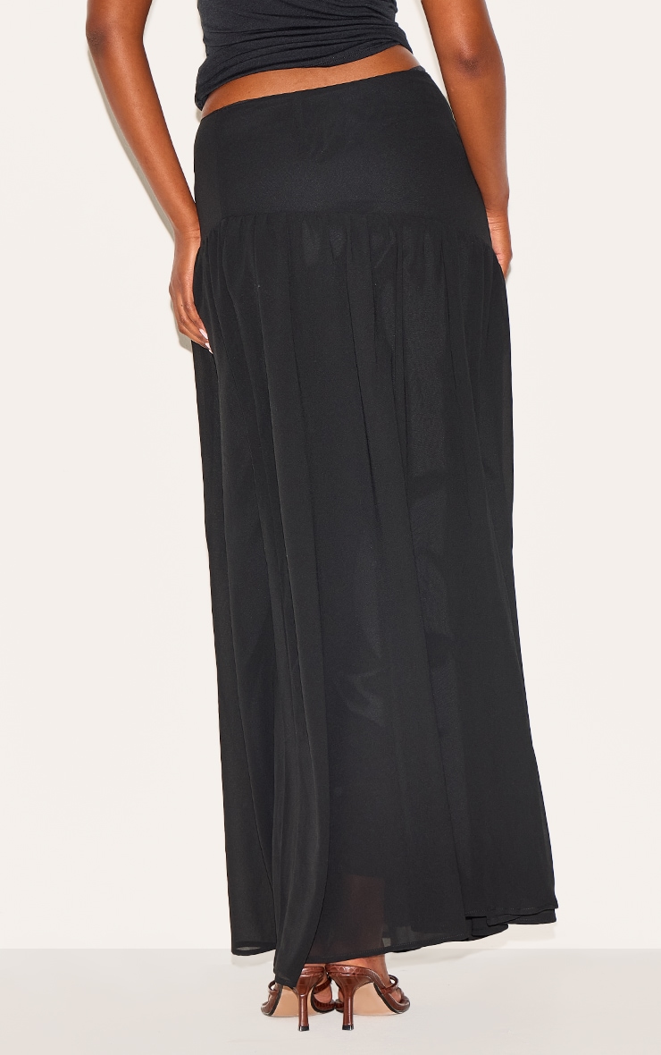 Black Asymmetric Drop Waist Maxi Skirt image 3