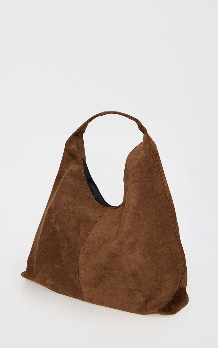 Tote bag oversize ample en suédine chocolat image 3