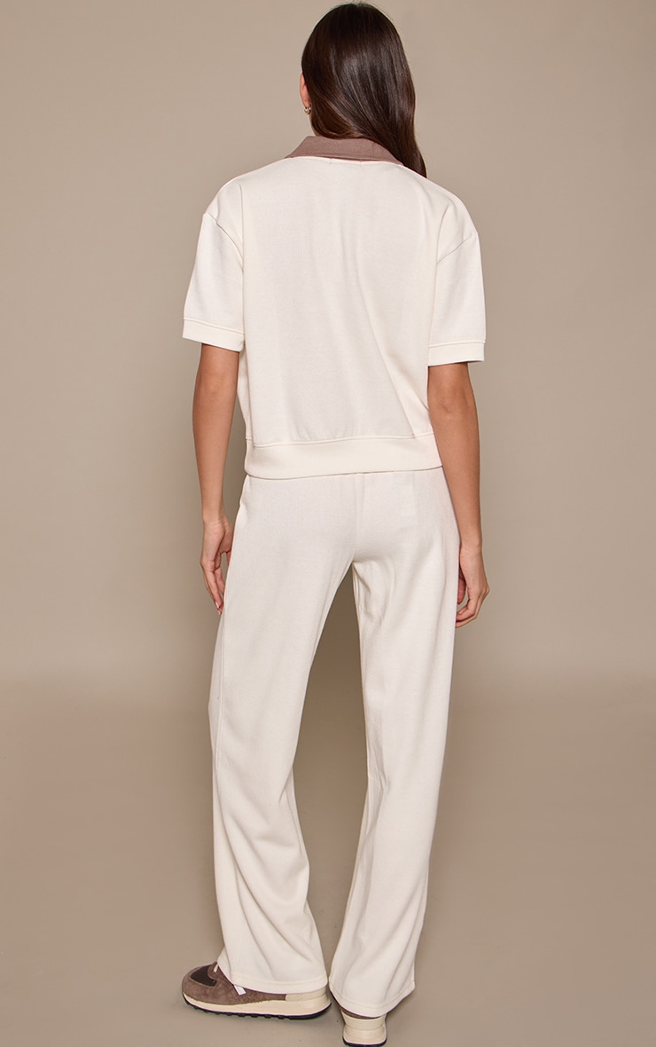 Cream Rib Thin Waistband Pants image 3