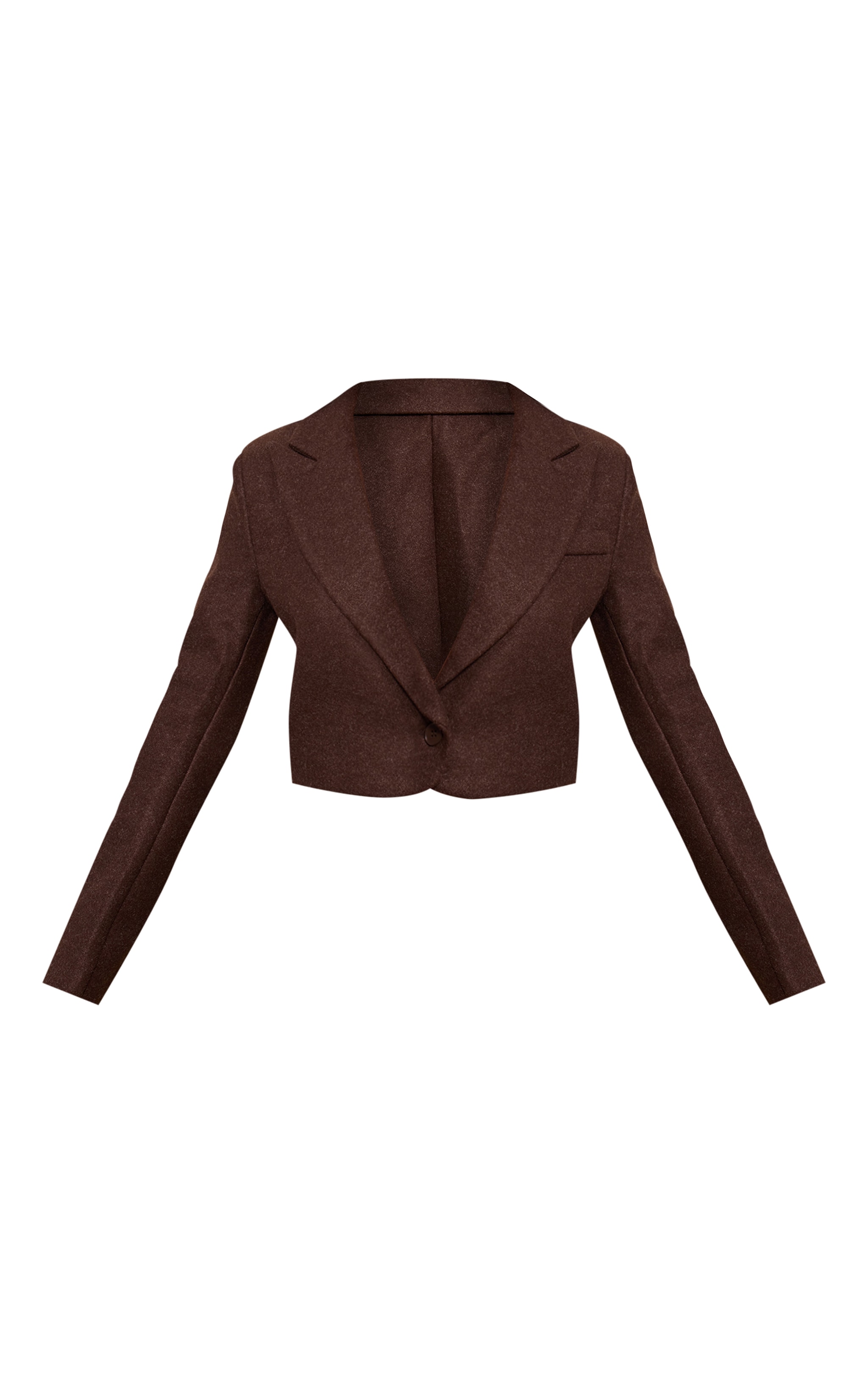Petite Chocolate Pointed Lapel Short Wool Look Blazer image 5