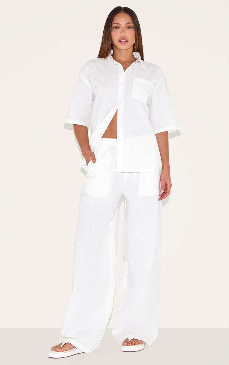 Tall White Linen Look Oversized Shirt image 3