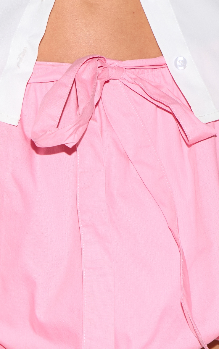 Pink Tie Waist Cotton Puffball Skirt image 5