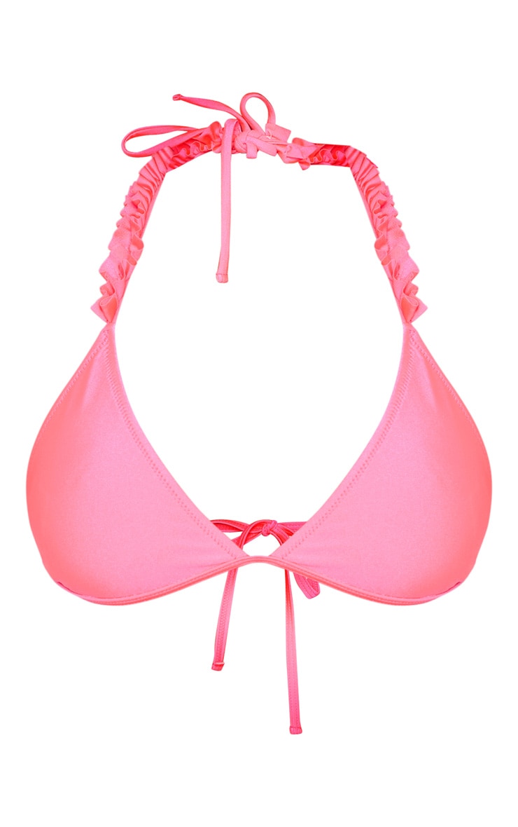 Hot Pink Pleated Triangle Bikini Top PrettyLittleThing AUS