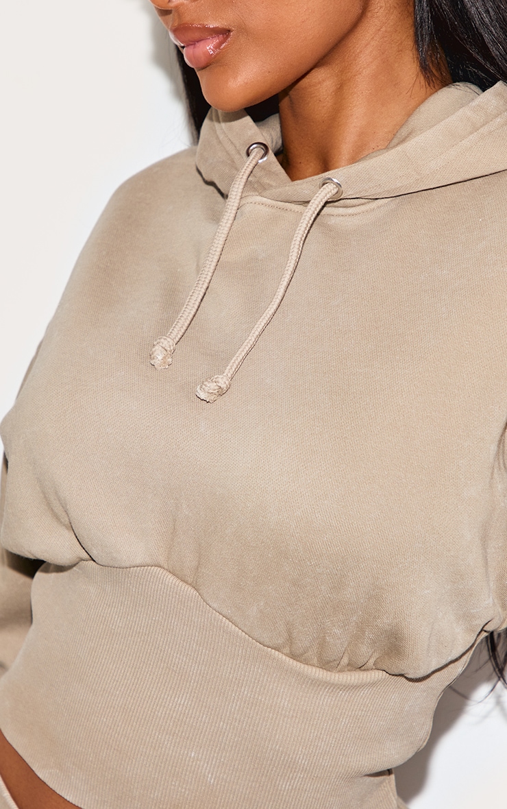 Shape Mocha Sweat Cropped Shirred Waist Hoodie image 4