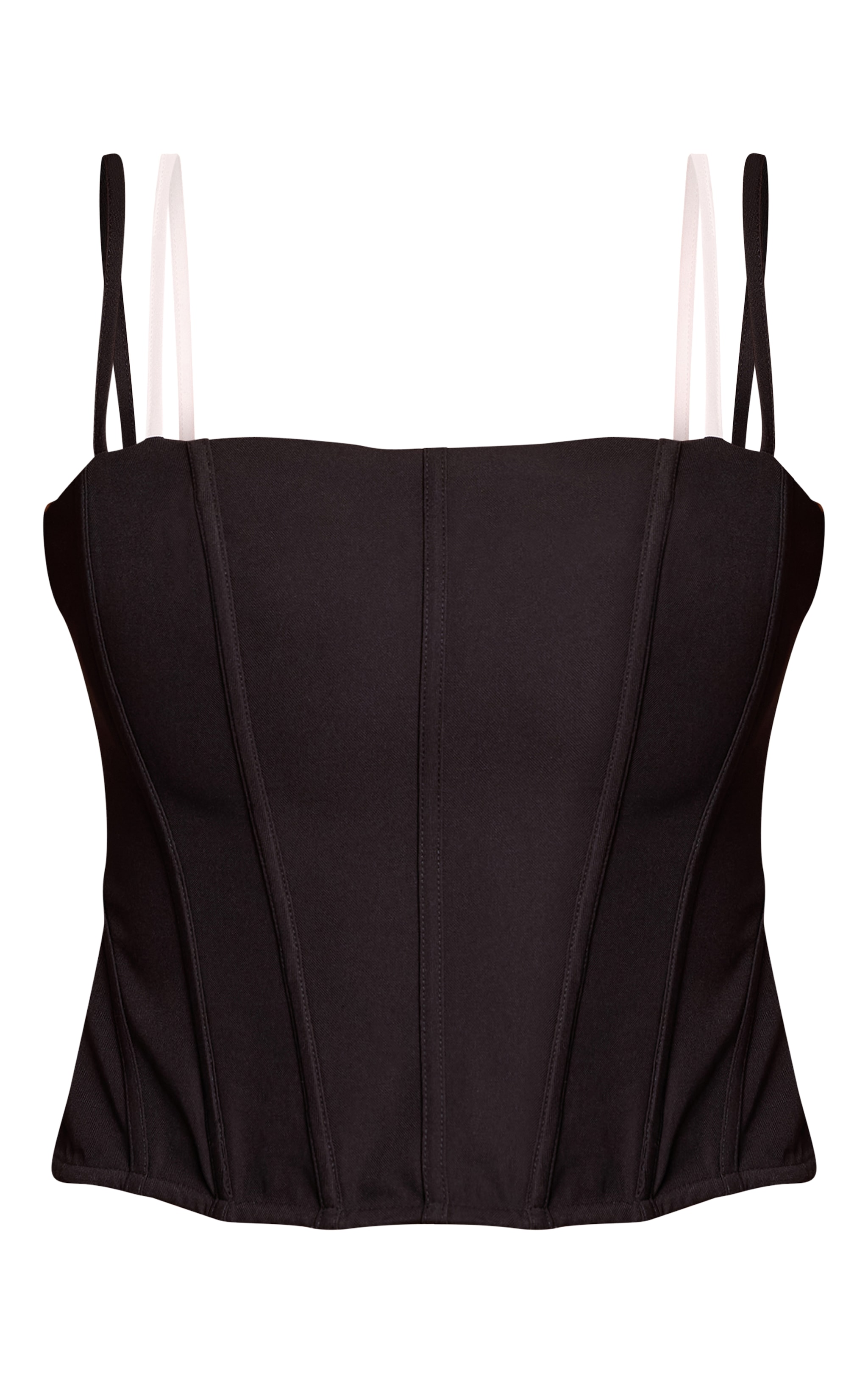Black Contrast Woven Strappy Corset image 5
