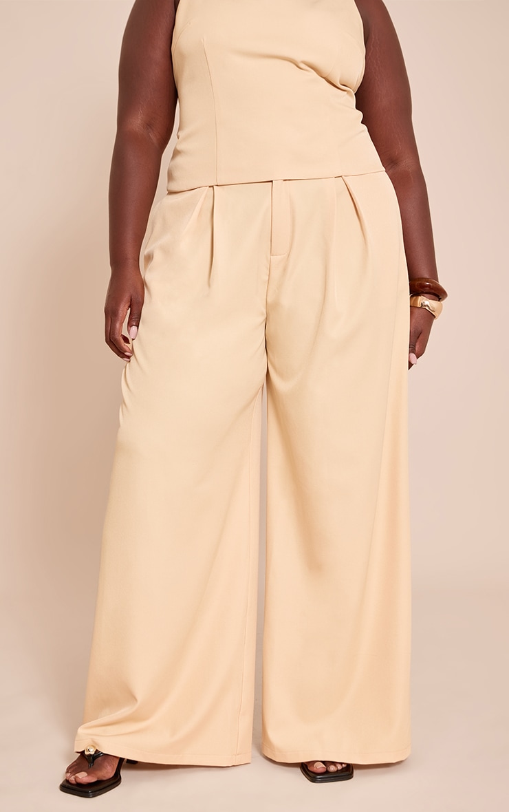 Plus Lemon Woven Tailored Pleated Wide Leg Pants image 2
