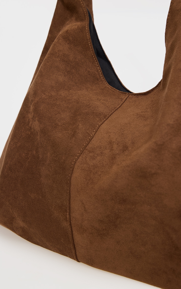 Chocolate Faux Suede Oversized Slouchy Tote Bag image 4