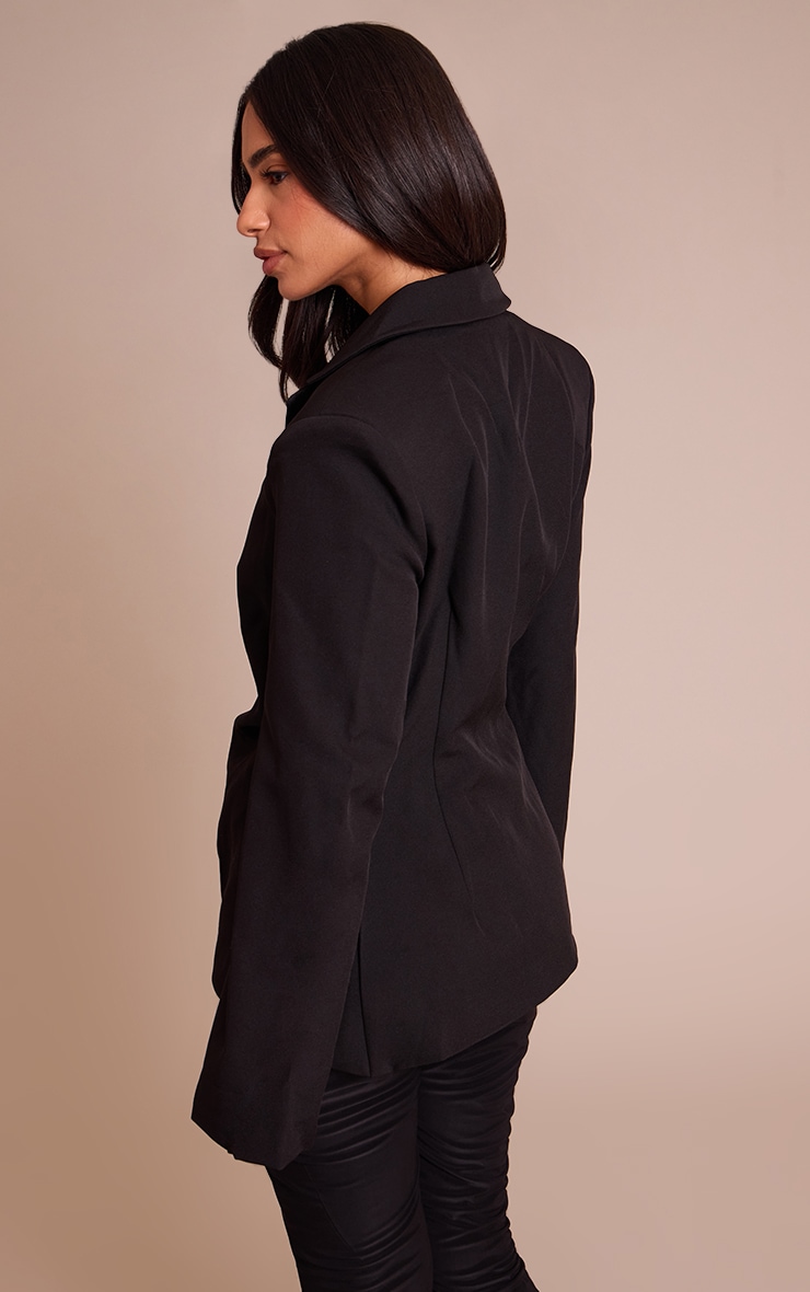 Petite Black Asymmetric Style Wrap Blazer image 2