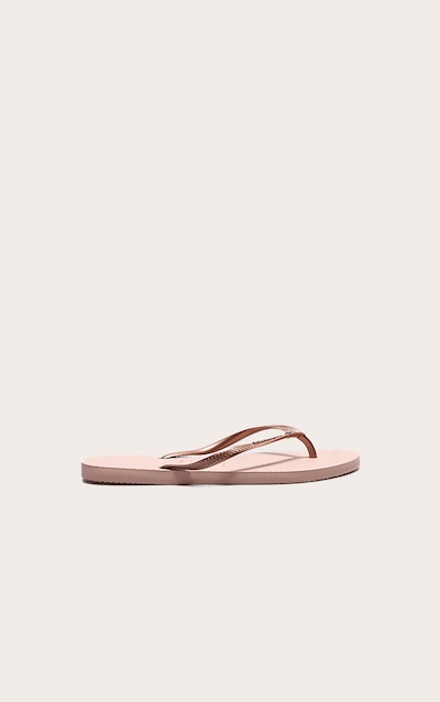 Havaianas Tongs slim rose gold à strass