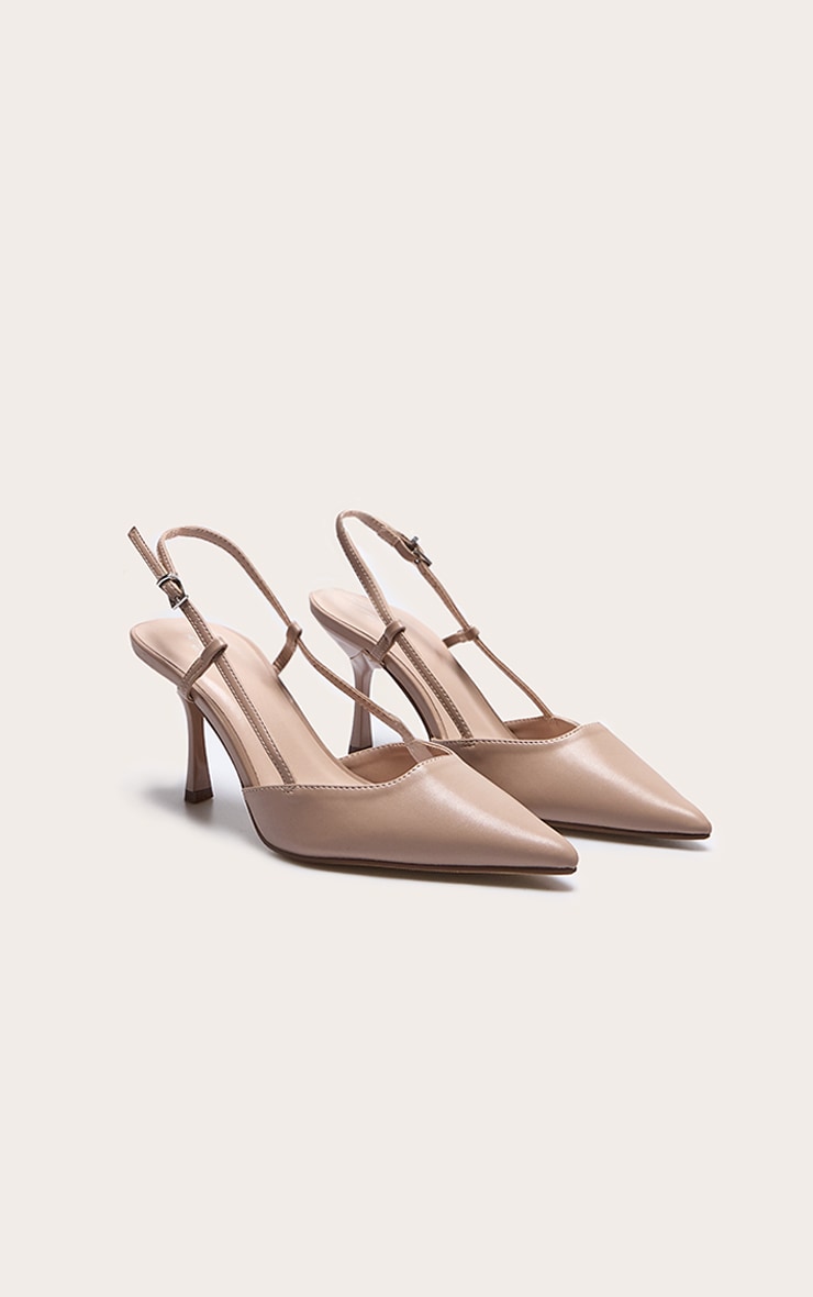 Wide Fit Nude Pu Point Toe High Stiletto Court Heels image 2