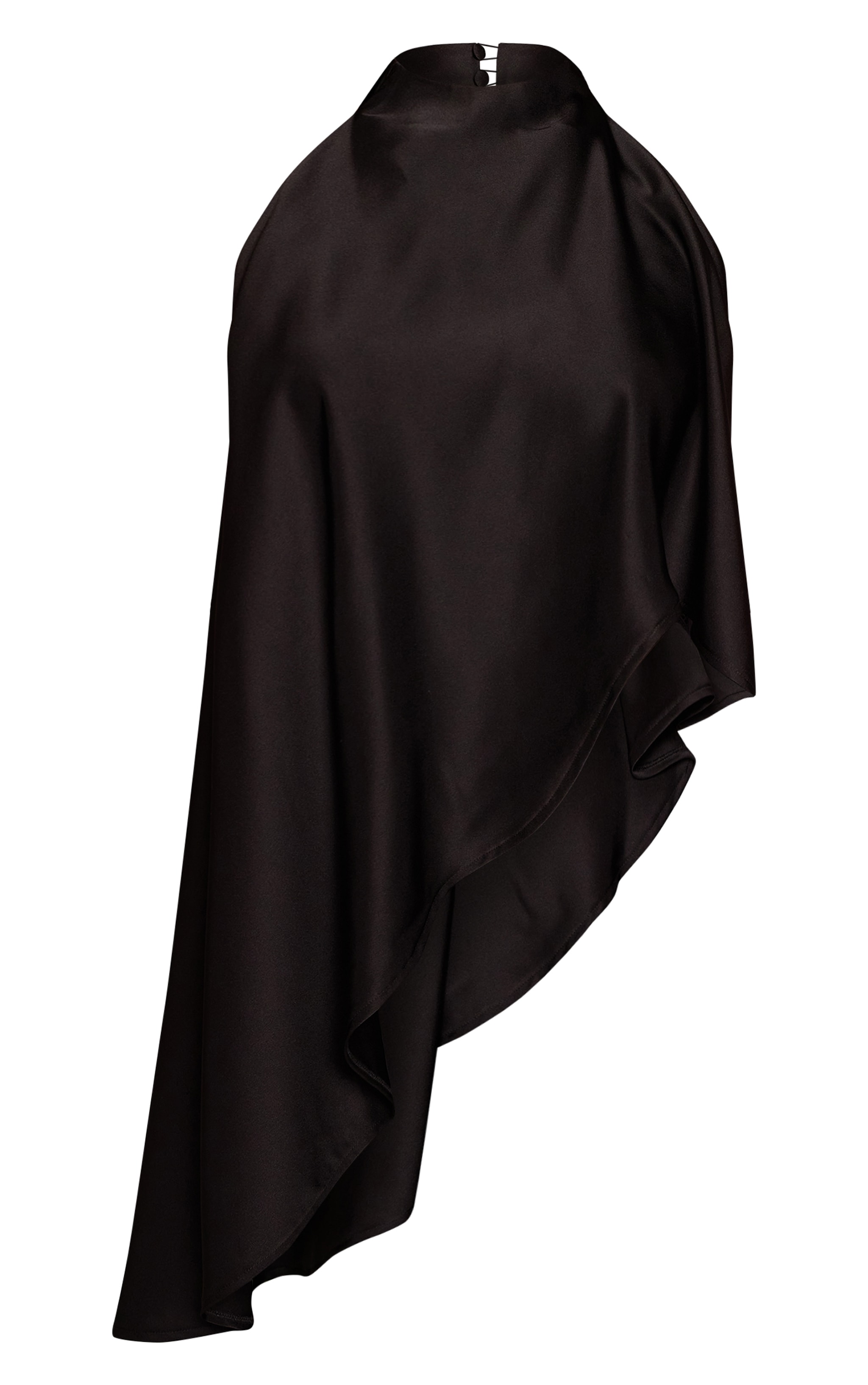 Black Satin High Neck Aysemetric Detail Top image 5