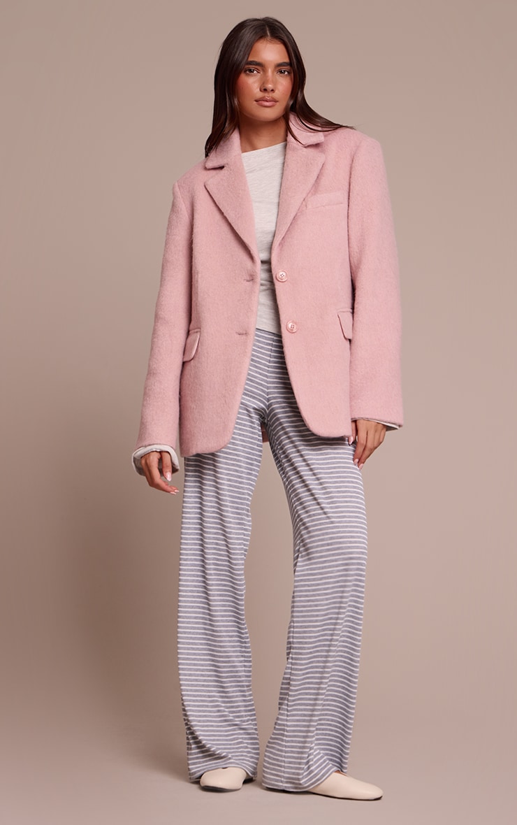 Pink Brushed Wool Look Oversized Blazer image 3