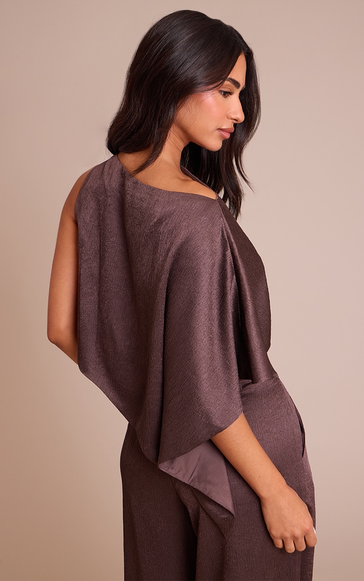 Petite Taupe Textured Satin Cape Top image 2