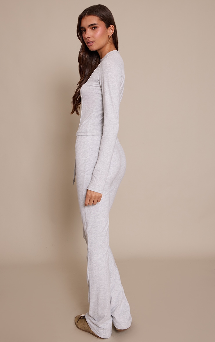 Ash Grey Cotton Seam Detail Mid Rise Skinny Flares image 3