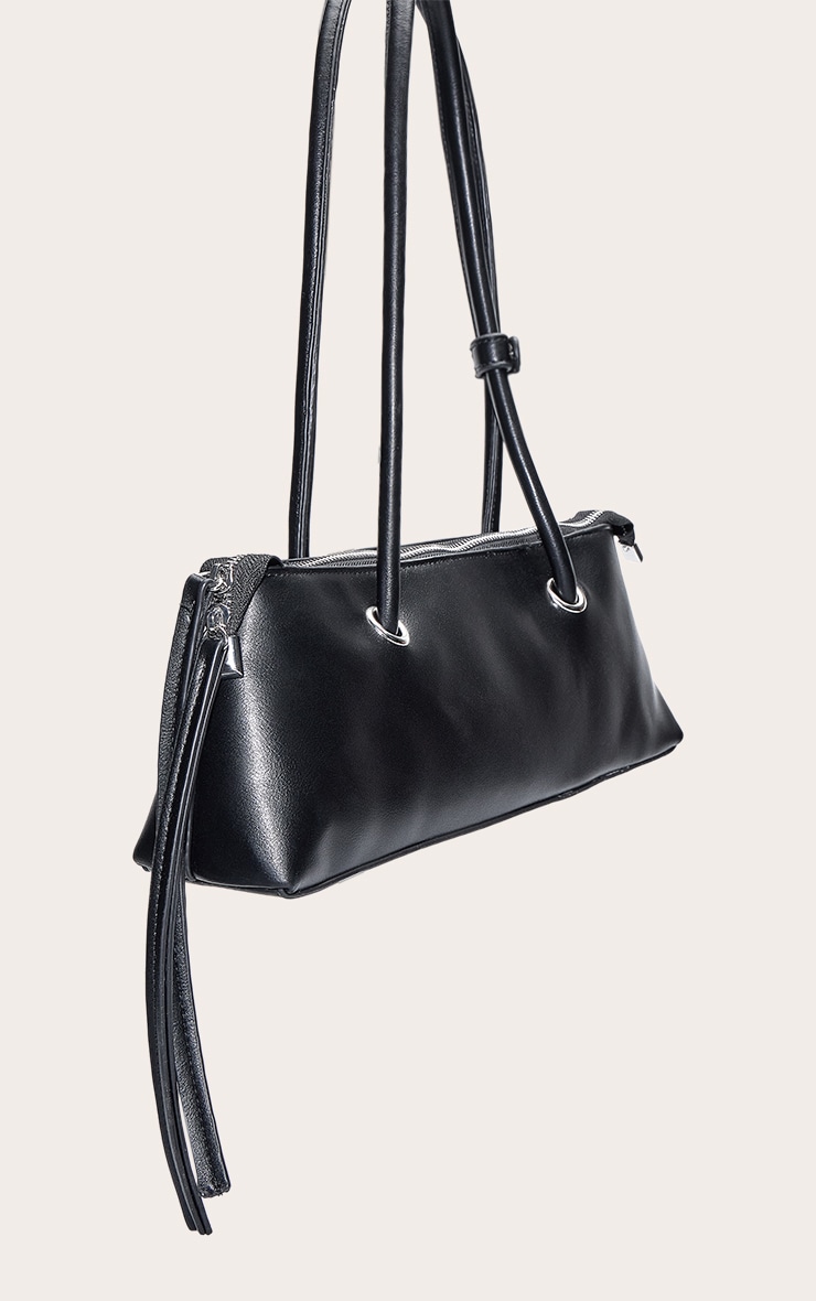 Black Elongated Handle Shoulder Bag image 5