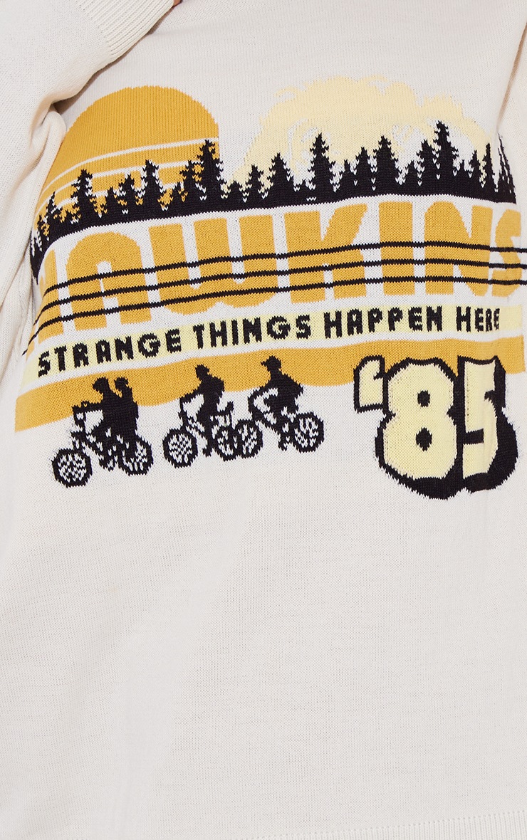 Cream Stranger Things Hawkins Knit Sweater image 4