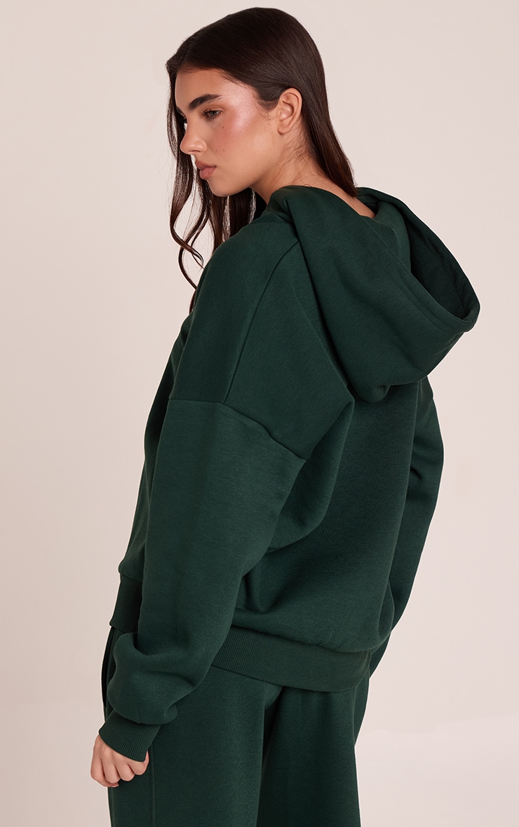 Forest Green V Neck Hoodie image 2