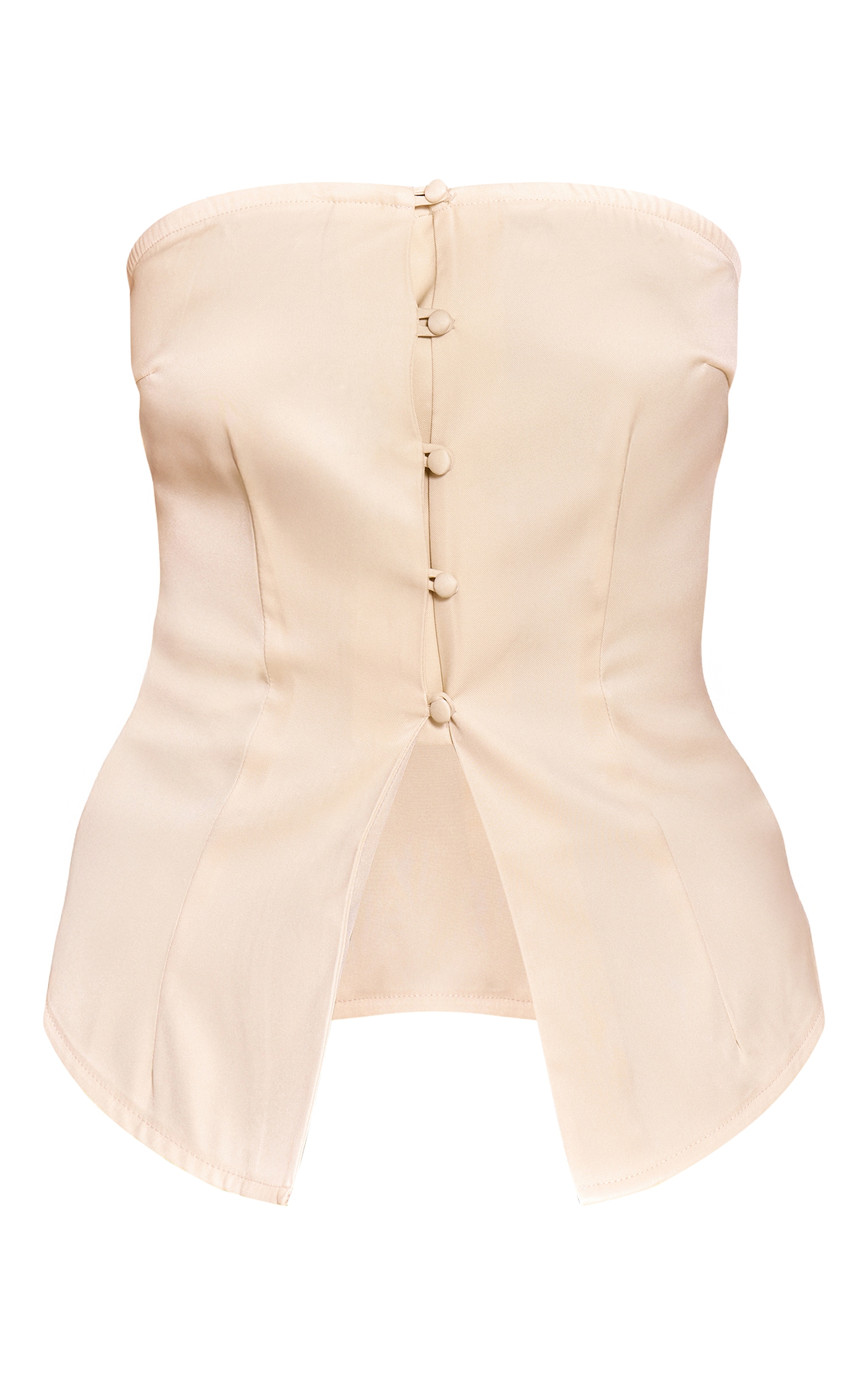 Cream Fitted Bandeau Button Vest image 5