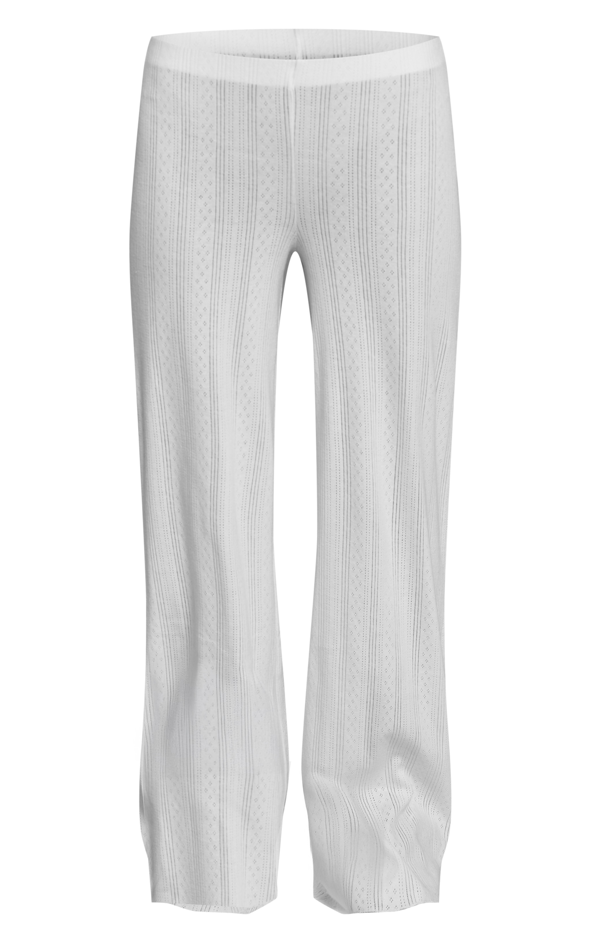 Cream Pointelle Wide Leg Pants image 5
