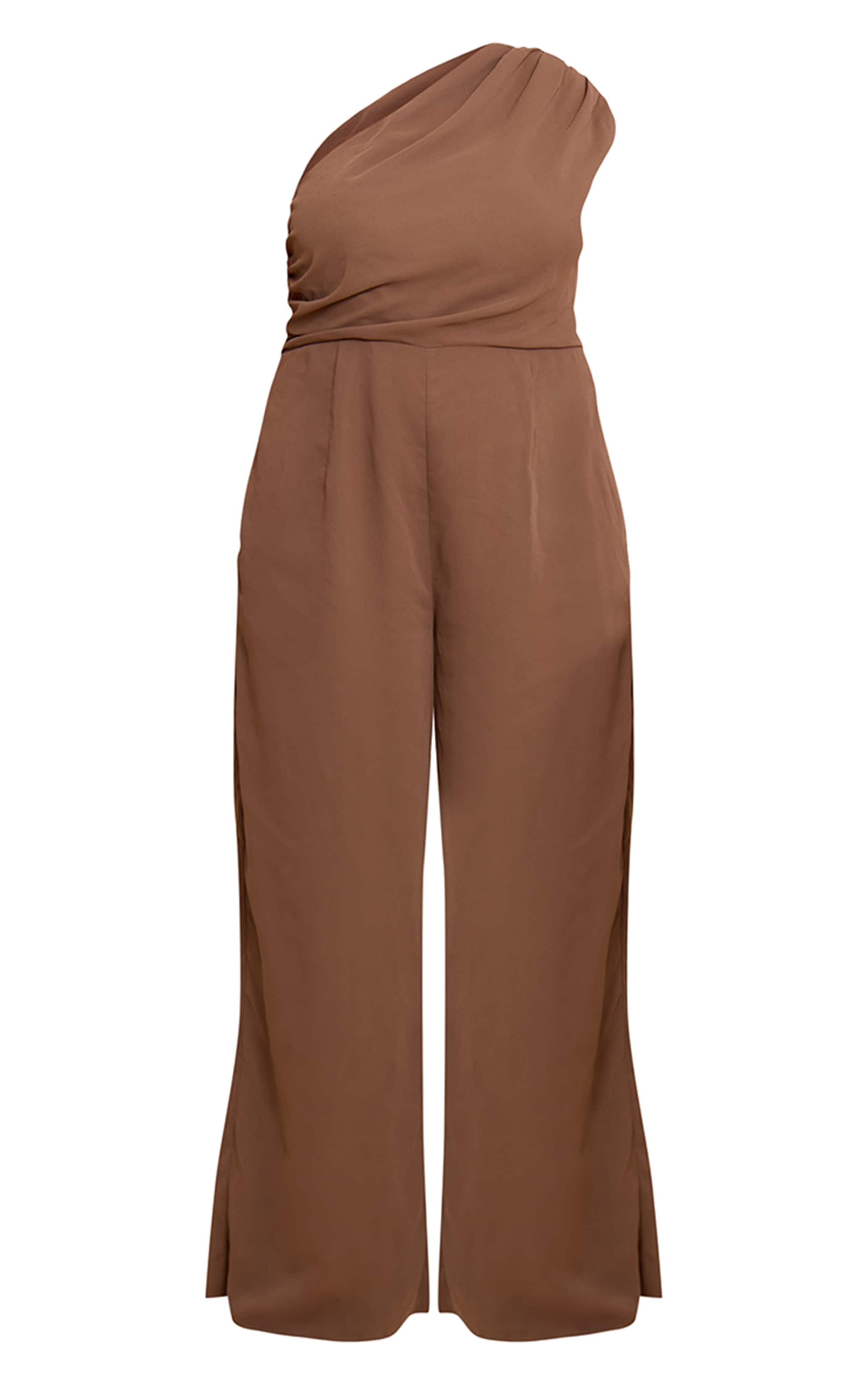 Plus Mushroom Chiffon One Shoulder Ruched Jumpsuit image 5