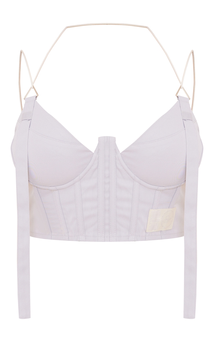 PRETTYLITTLETHING Shape Corset style cargo gris clair à détail boucles image 5