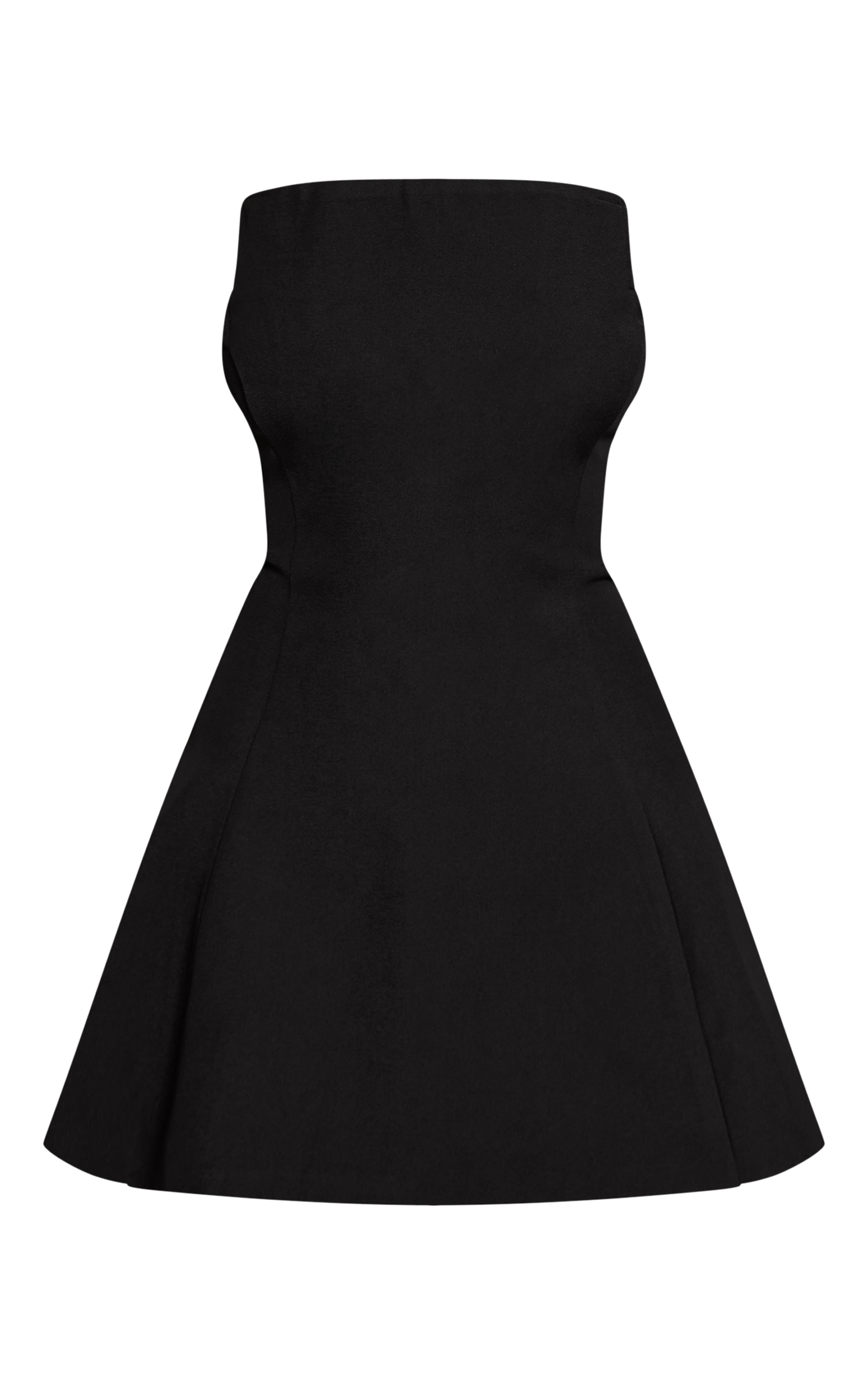 Black Woven Bandeau Hanky Hem Mini Dress image 5