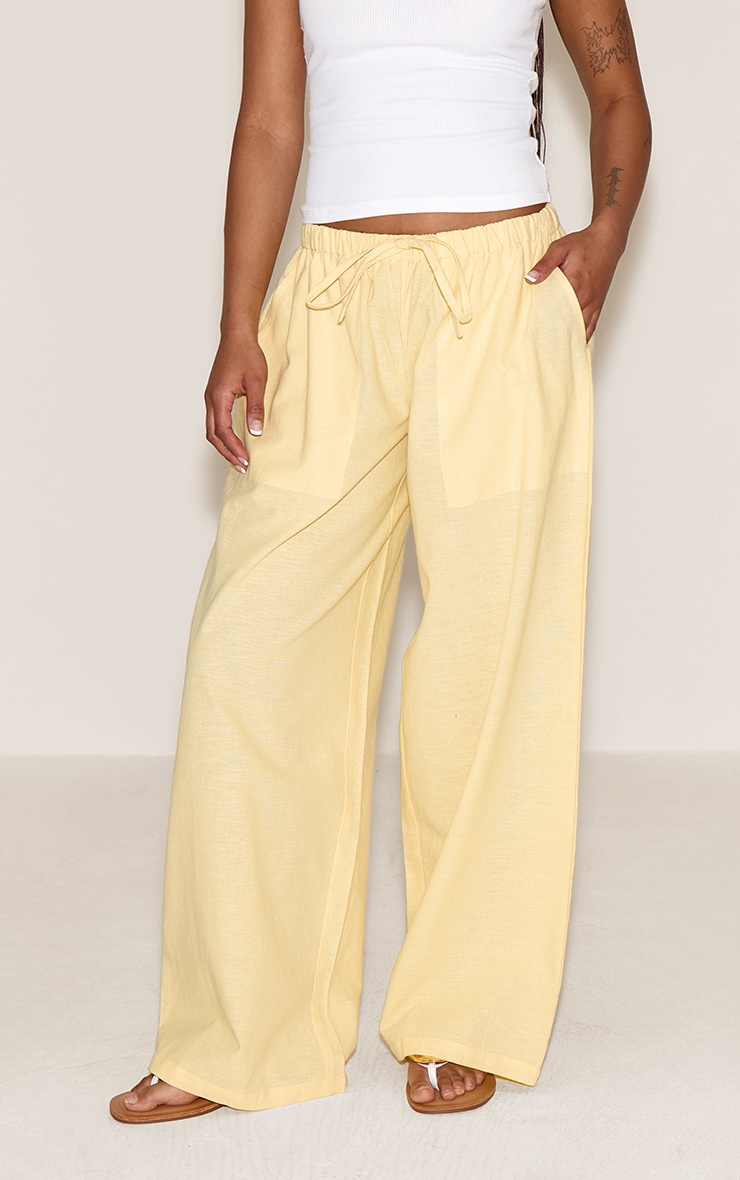 Petite Lemon Linen Drawstring Waist Pants image 2