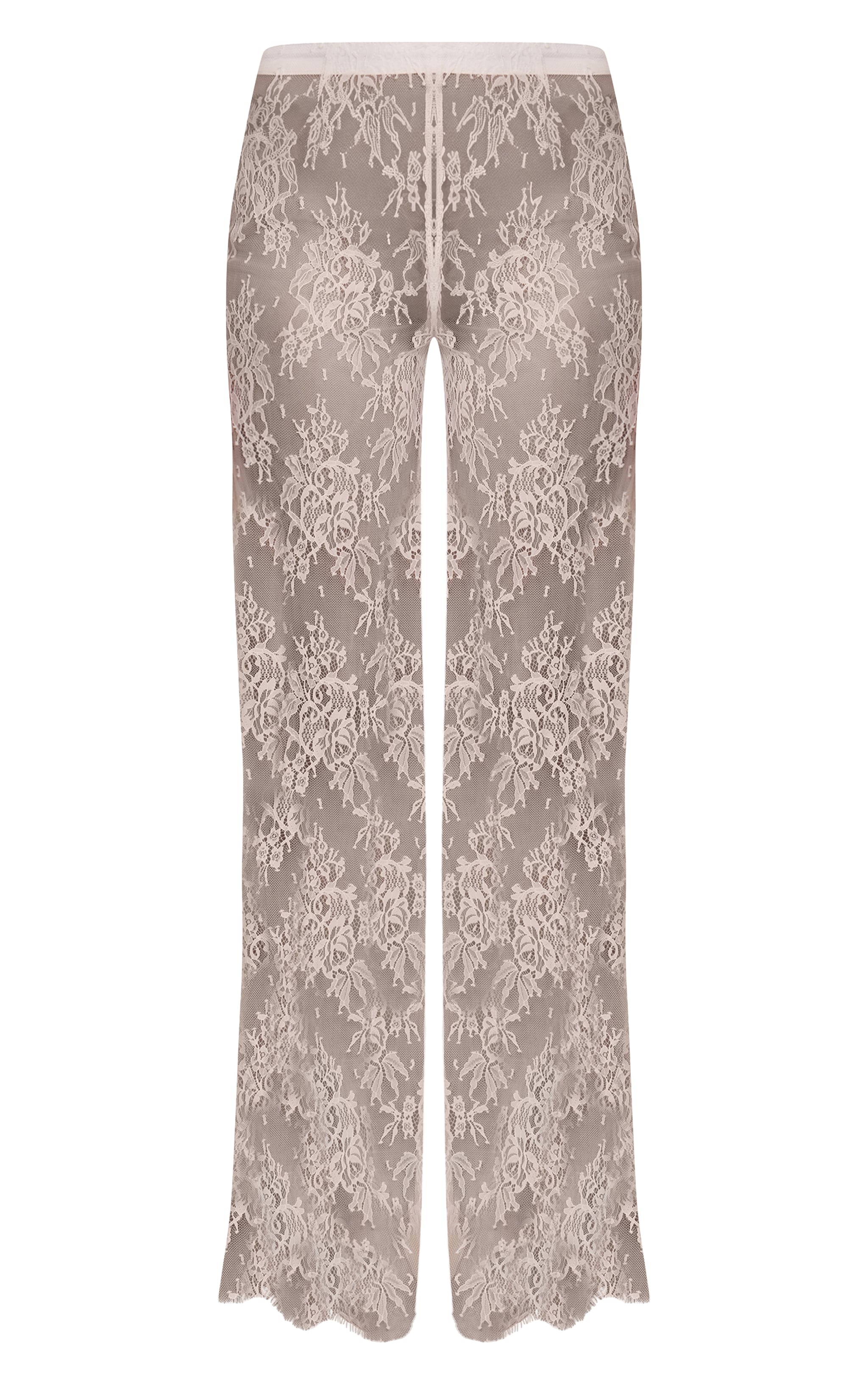 Tall White Lace Sheer Wide Leg Pants image 5