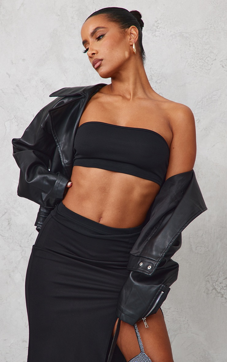 Black Crepe Bandeau Top