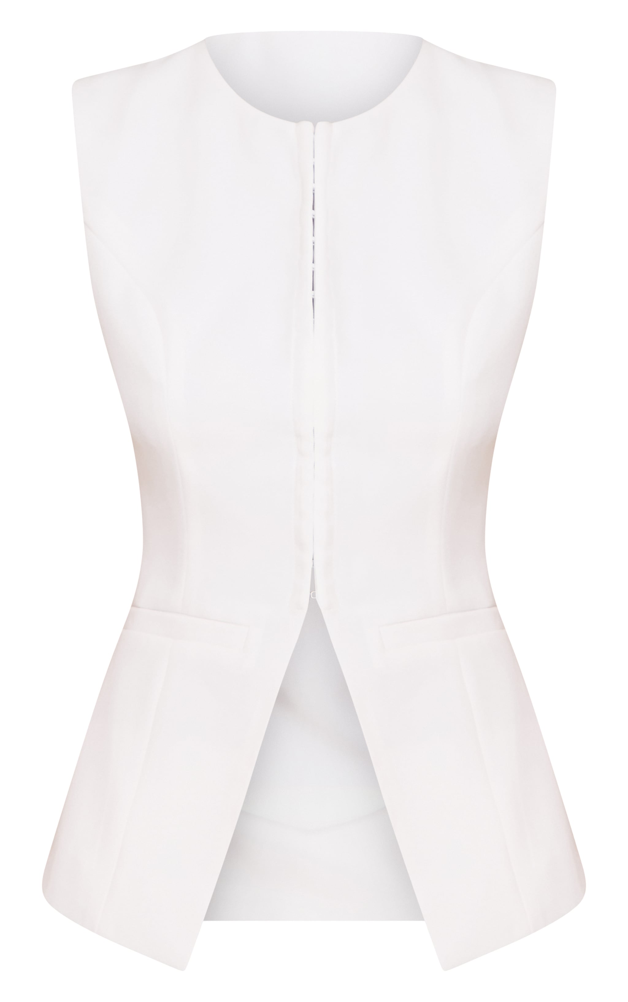White Hook And Eye Detail Waistcoat image 5