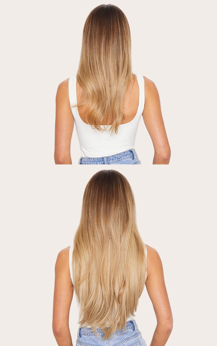LullaBellz 22" 5 Piece Straight Clip In Hair Extensions Light Blonde image 5