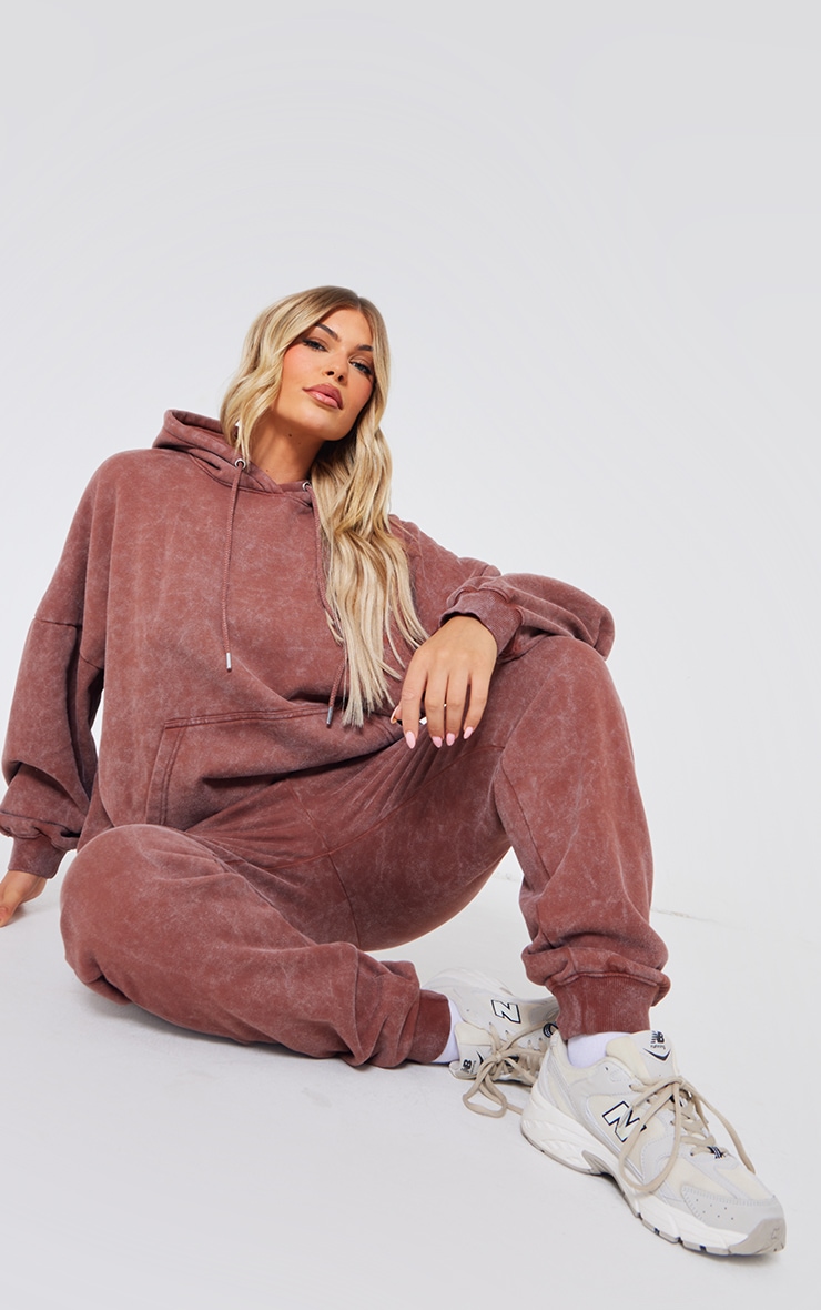 Mocha Washed Oversized Sweat Hoodie image 3