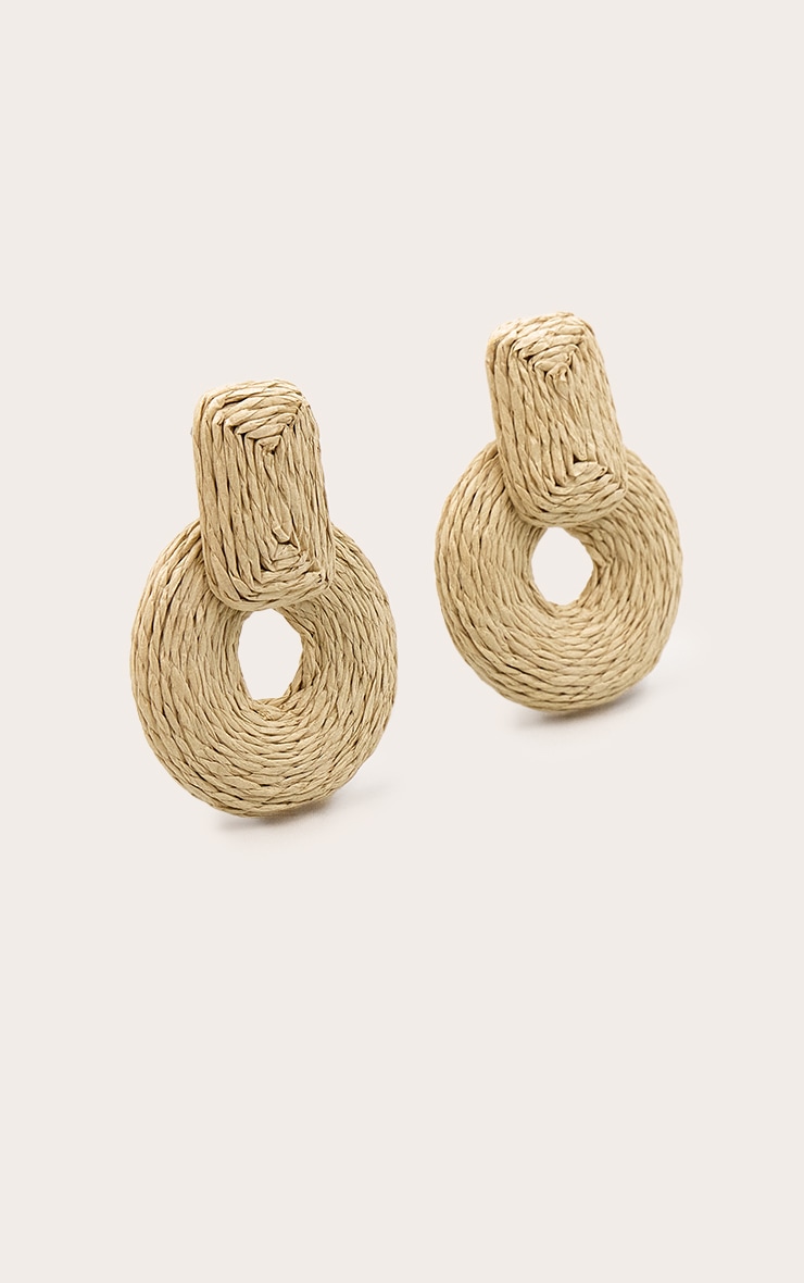Natural Raffia Door Knocker Earrings image 3