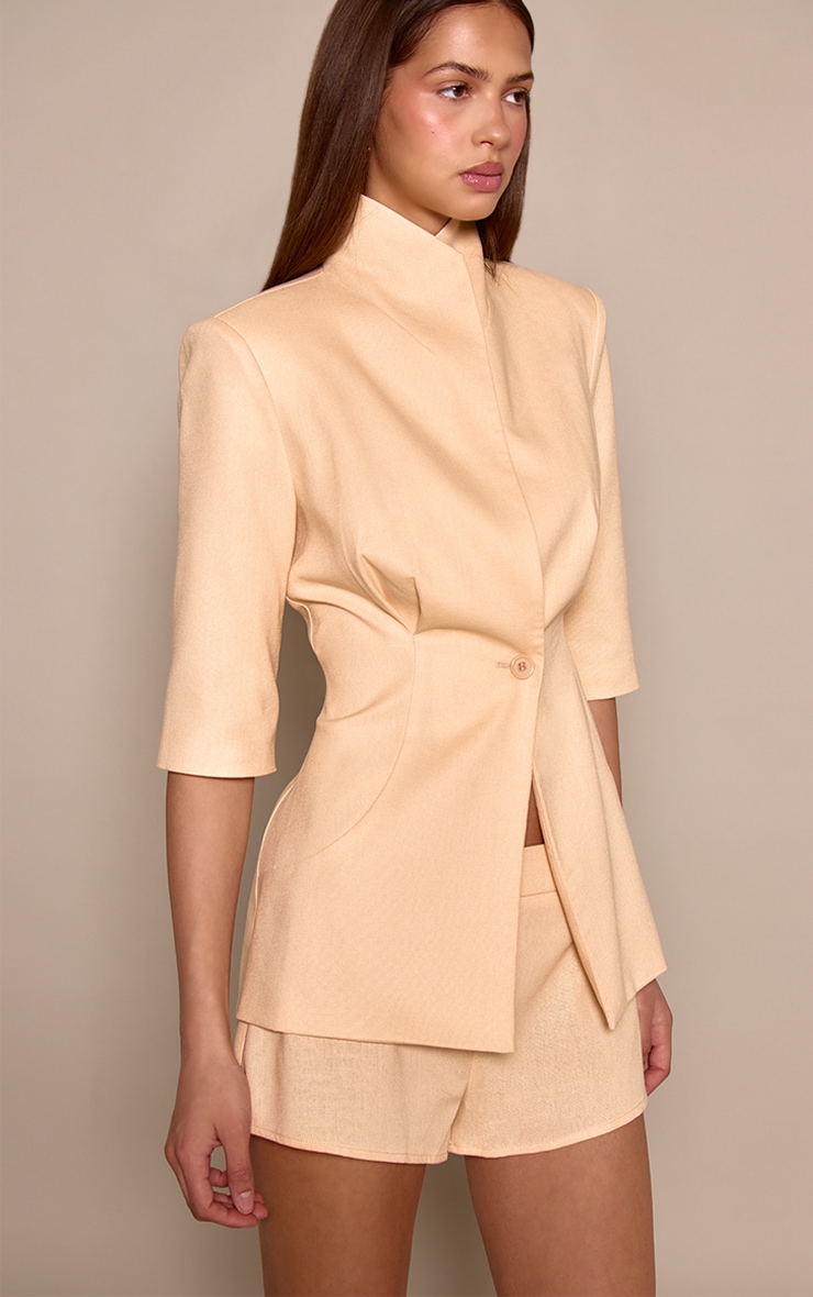 Peach Trim Detail Tailored Shorts image 2