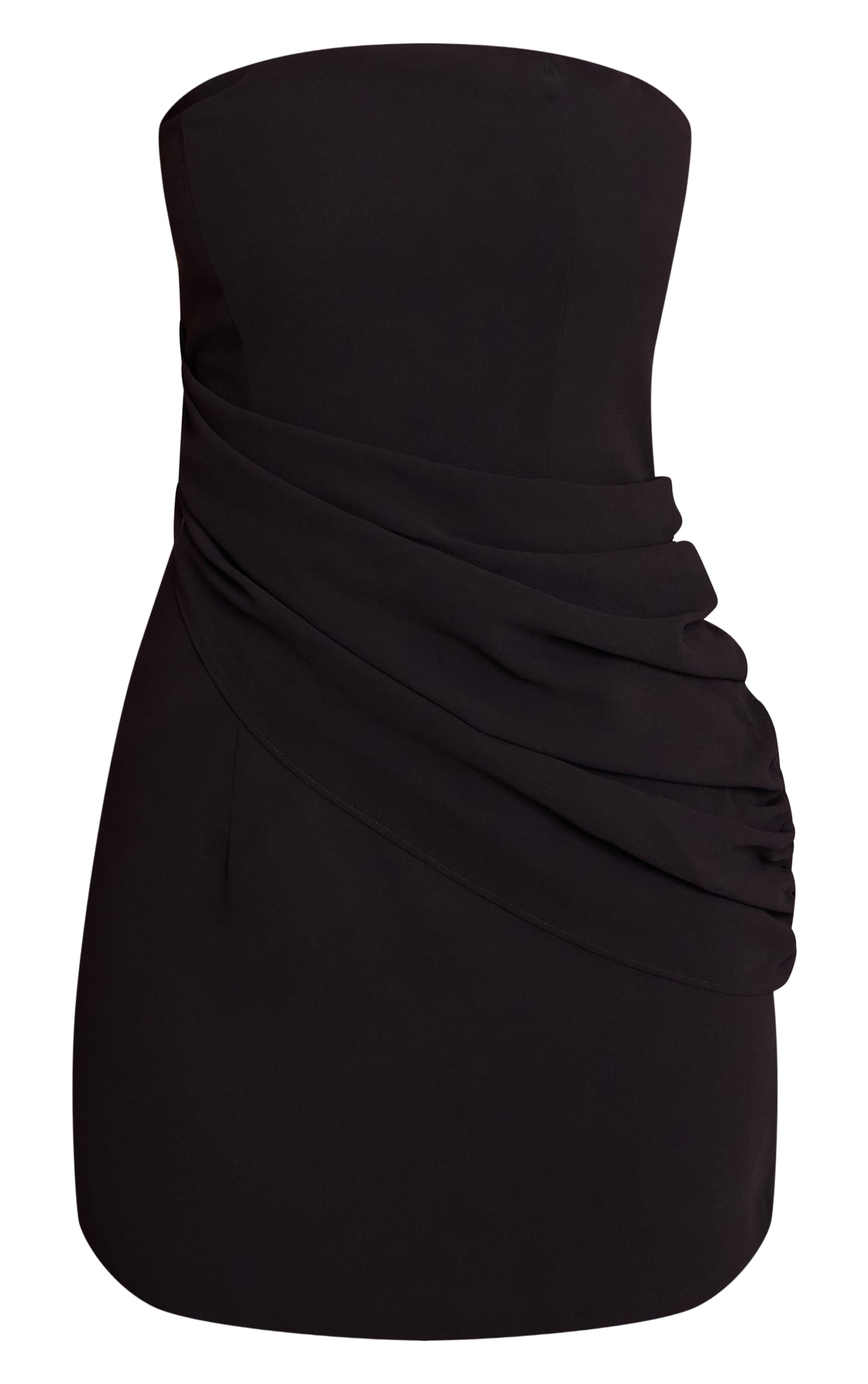 Petite Mini robe bustier noire à partie drapée image 5