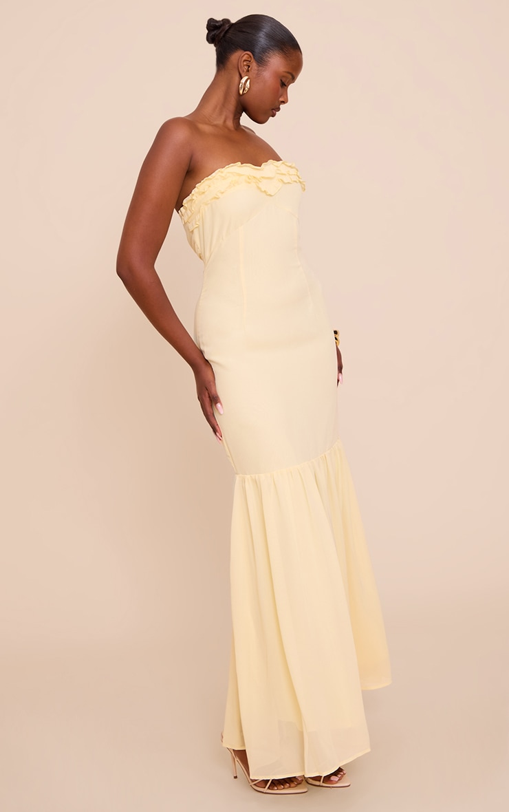 Lemon Chiffon Bandeau Frill Detail Maxi Dress image 3