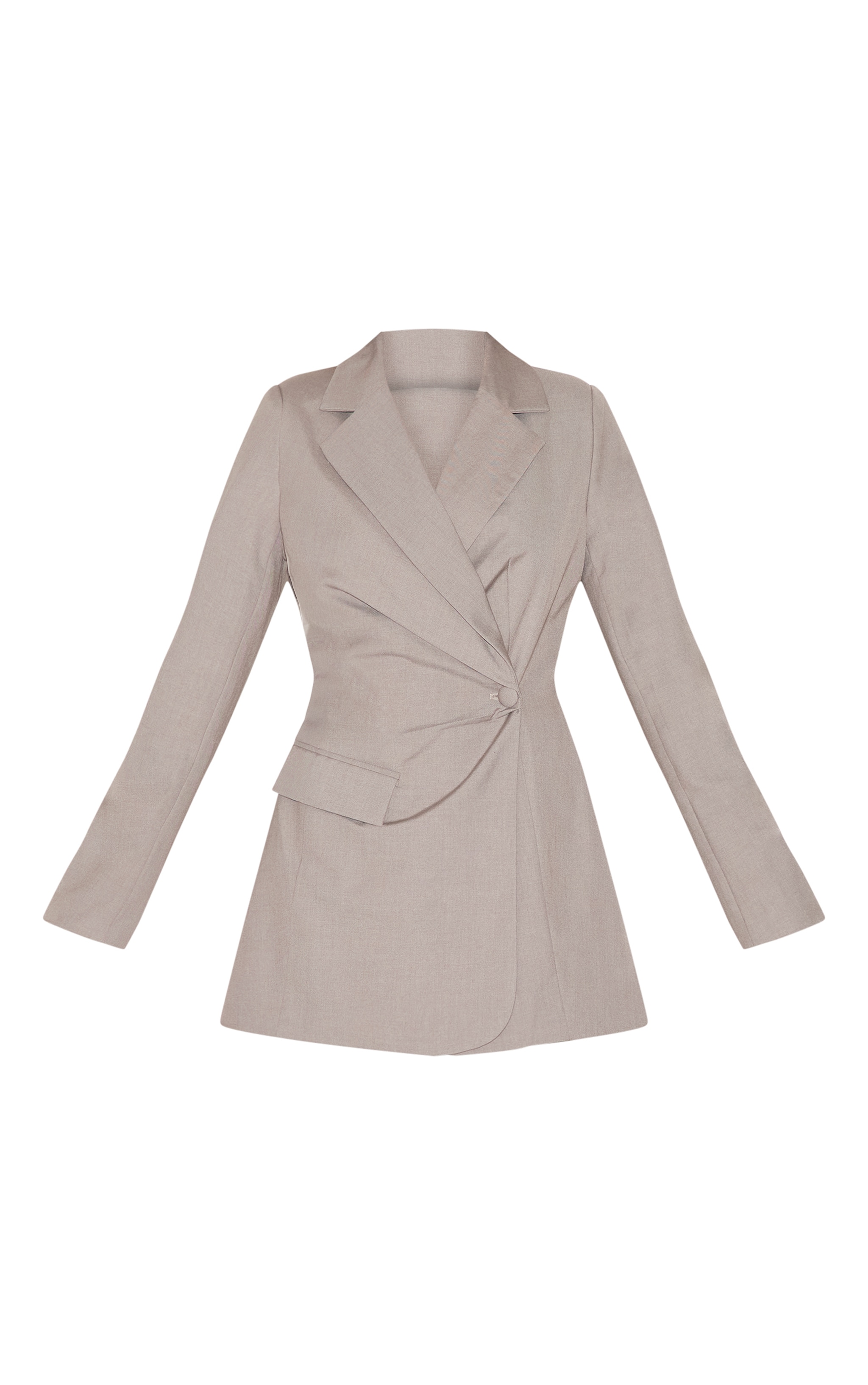 Taupe Tailored Woven Cinched Waist Long Sleeve Romper image 5