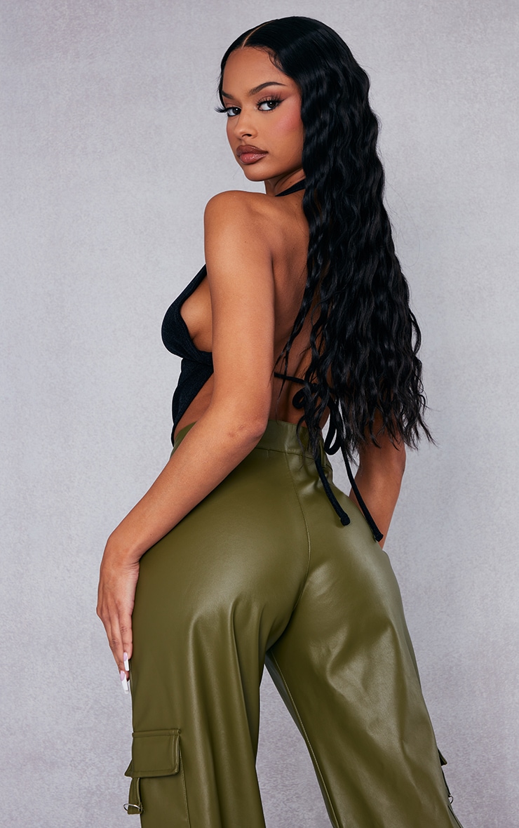 Black Acetate Slinky Sleeveless Drape Top image 2