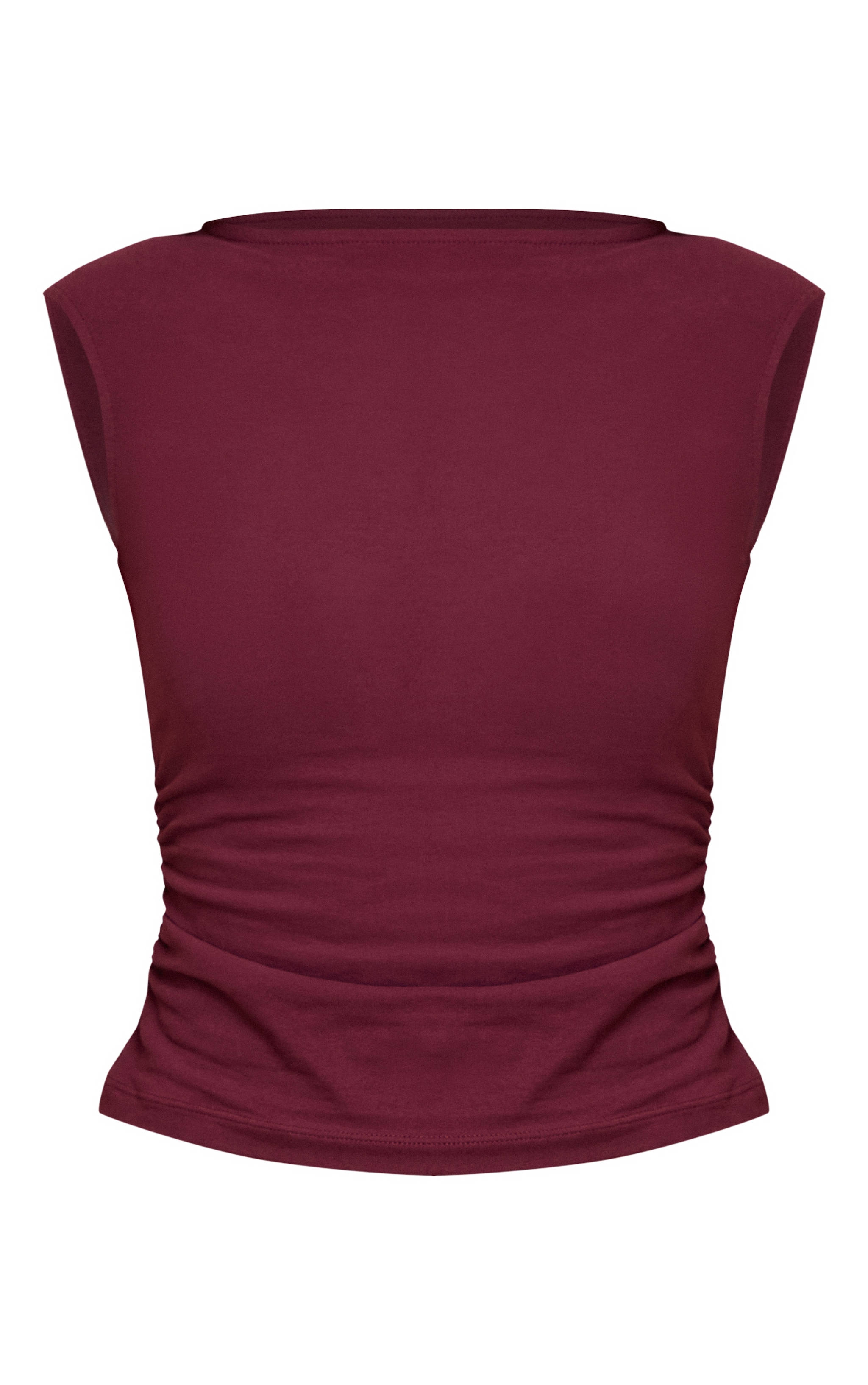 Dark Wine Soft Cotton Ruched Side Sleeveless Top image 5