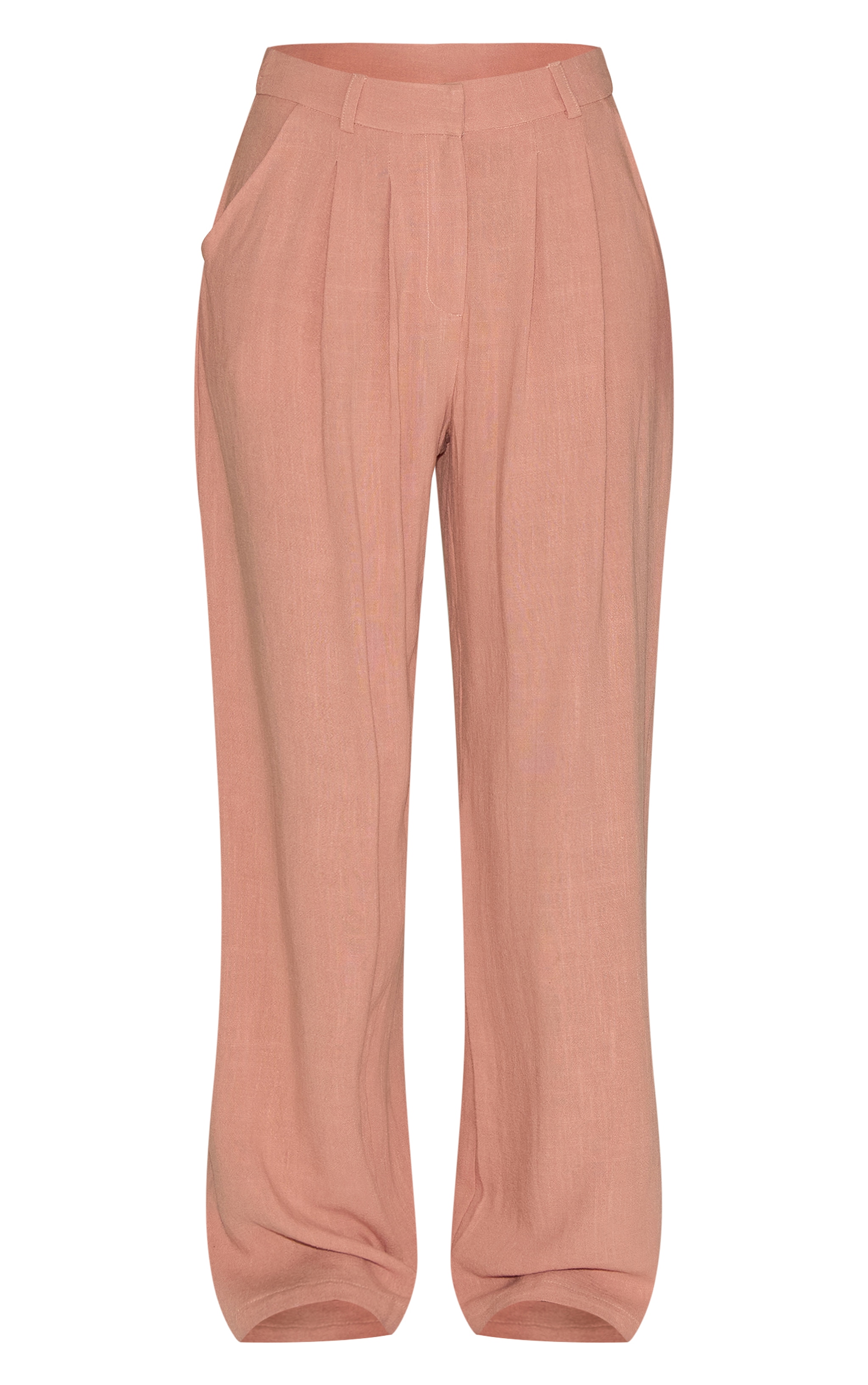 Pantalon de tailleur ample en effet lin pêche image 5