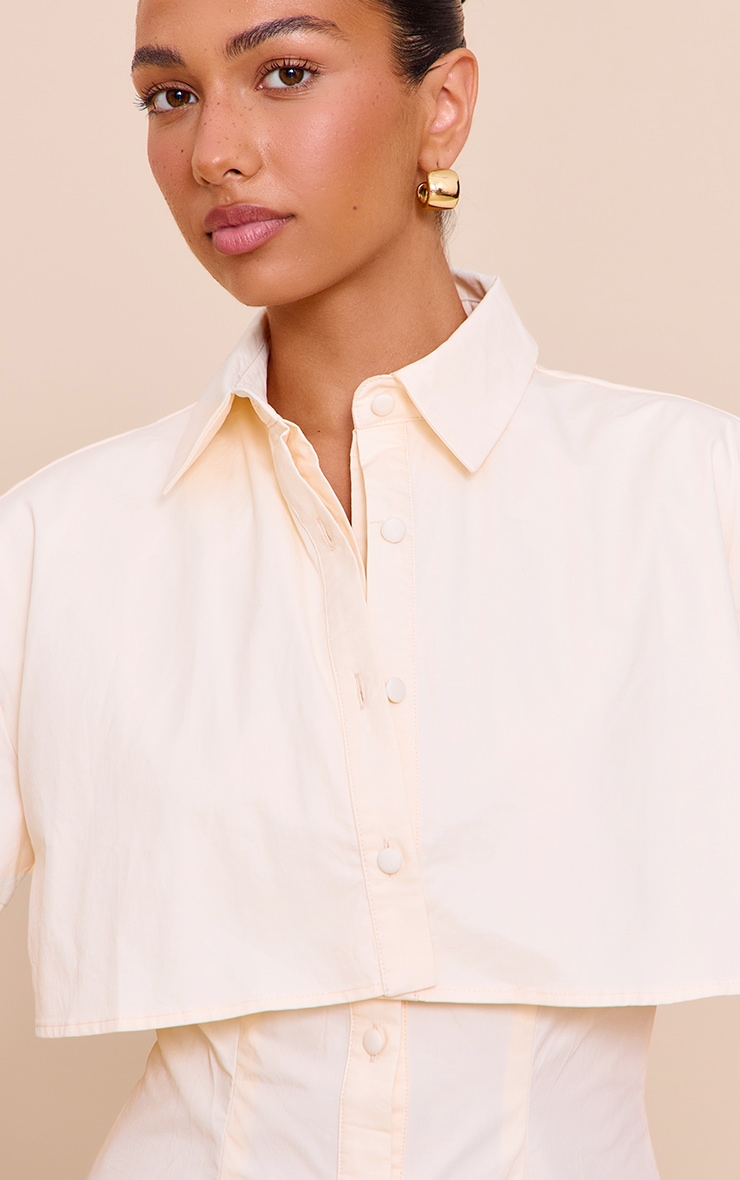 Cream Overlay Detail Shift Dress image 4