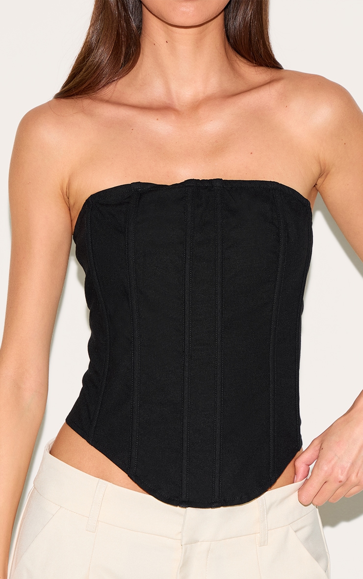 Corset en effet lin mélangé noir à lisérés structurants image 4