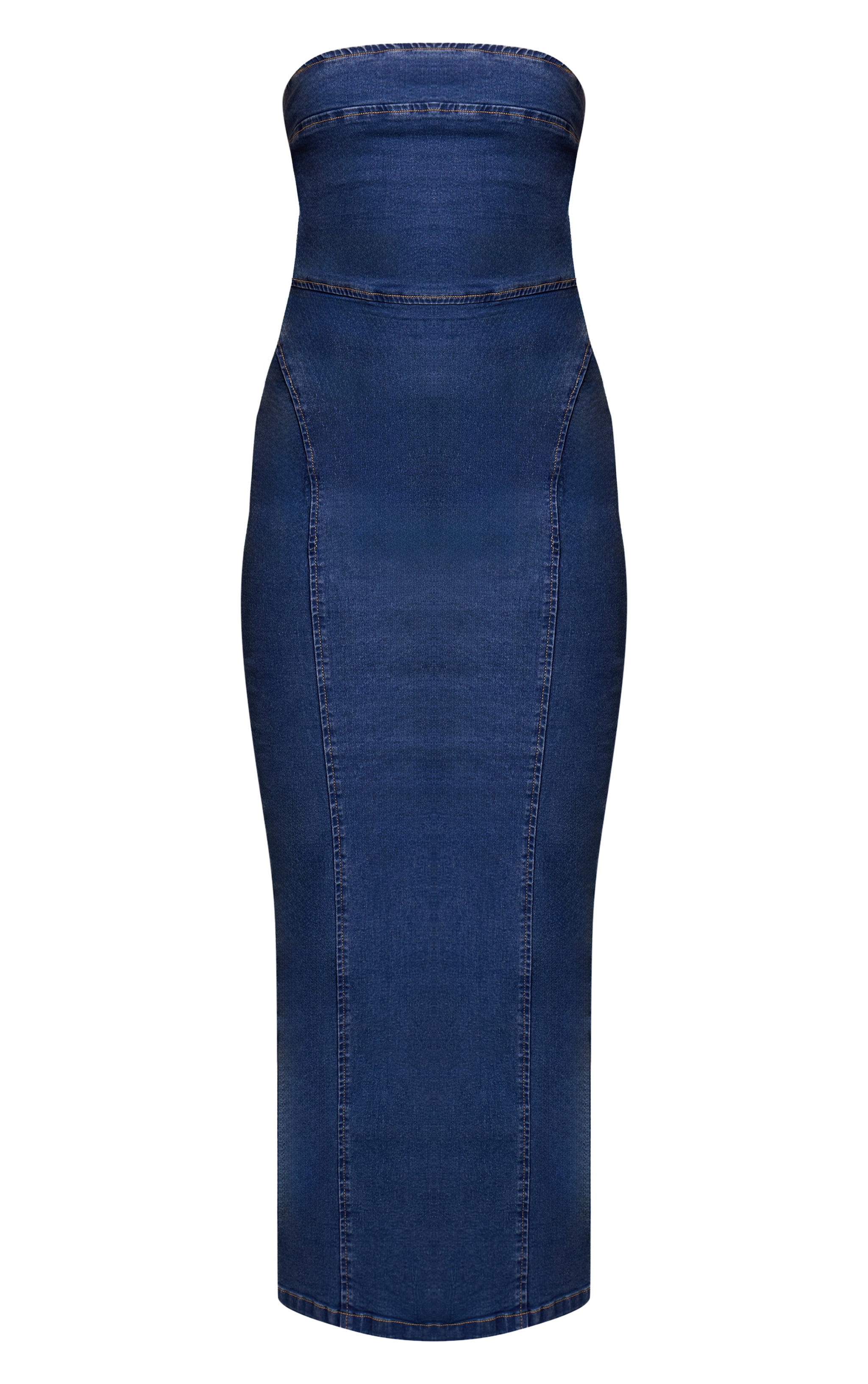 Tall Robe longue bustier en jean stretch délavé indigo effet vintage image 5