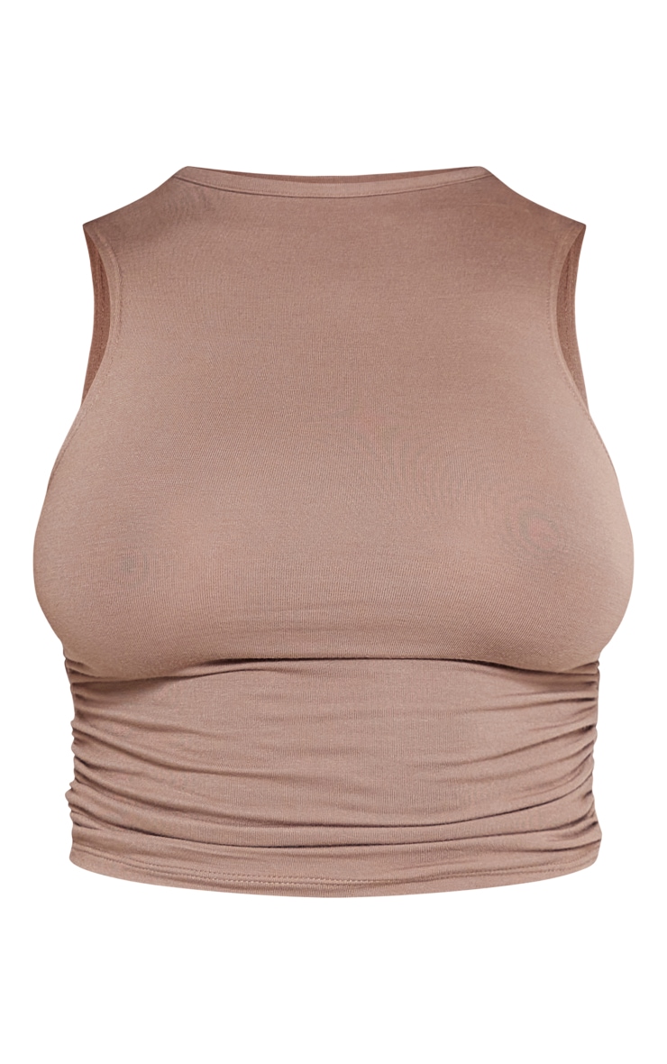 Shape Crop top sans manches taupe en jersey froncé sur le côté image 5