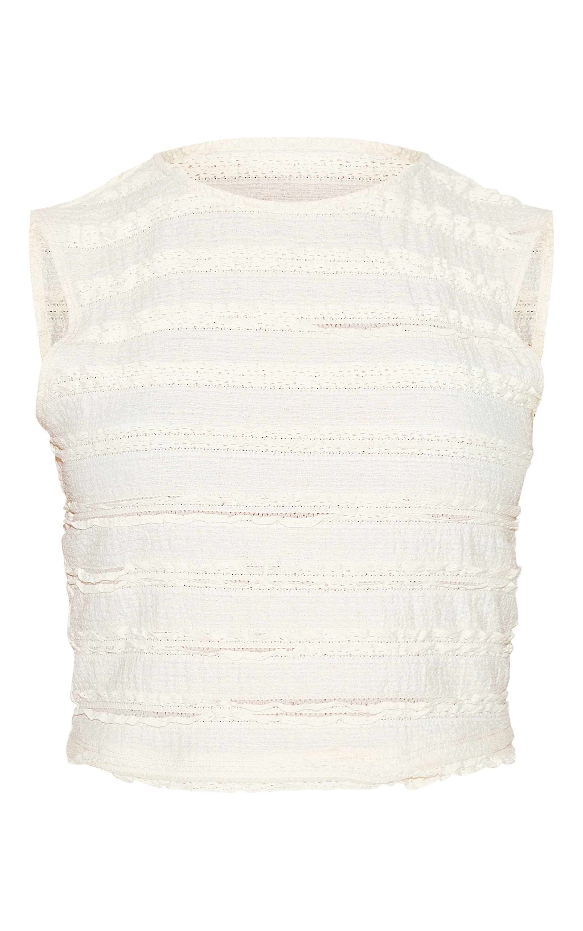 Petite Cream Textured Sleeveless Crop Top image 5