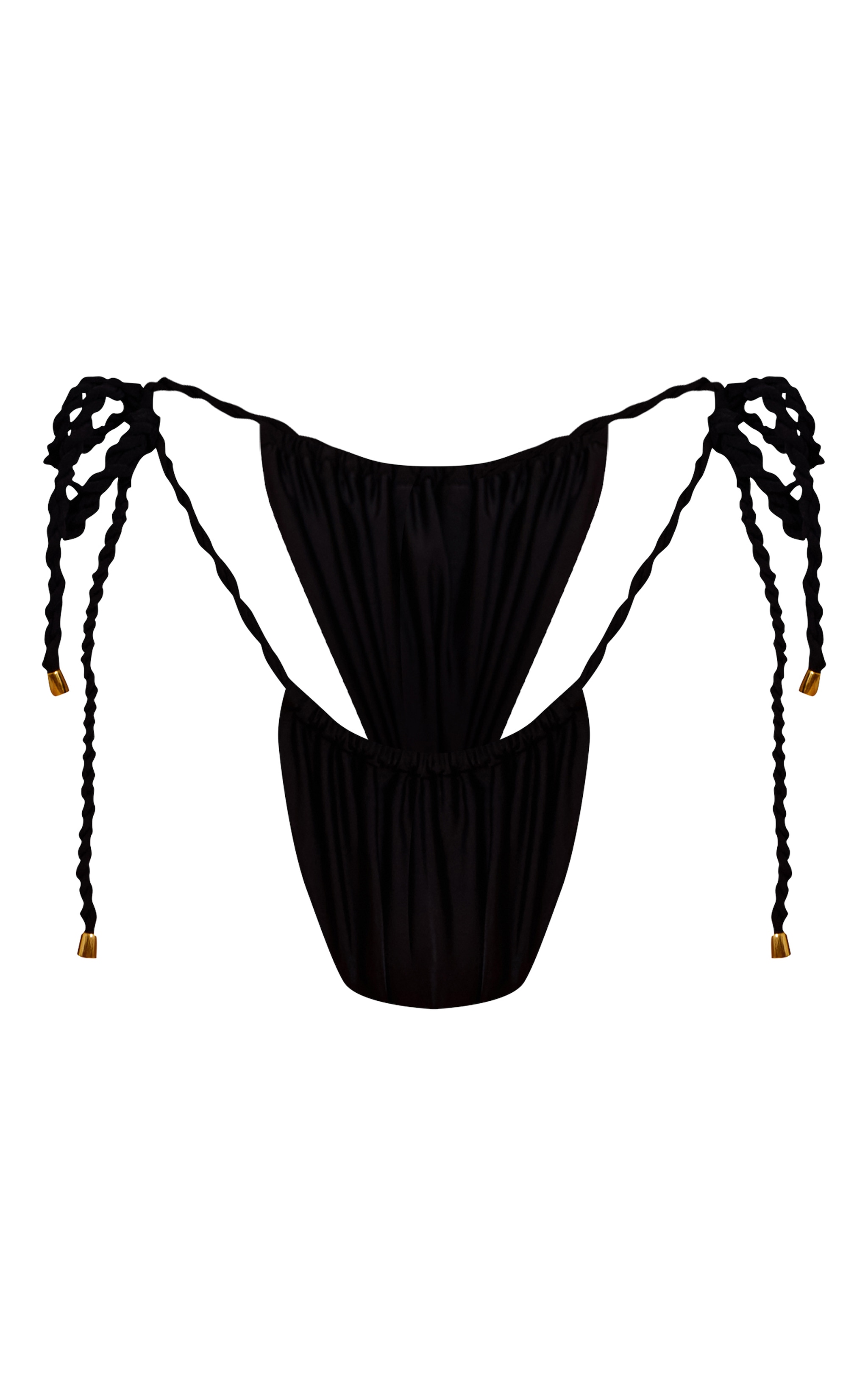 Bas de maillot de bain noir noué sur les côtés à brides torsadées image 5